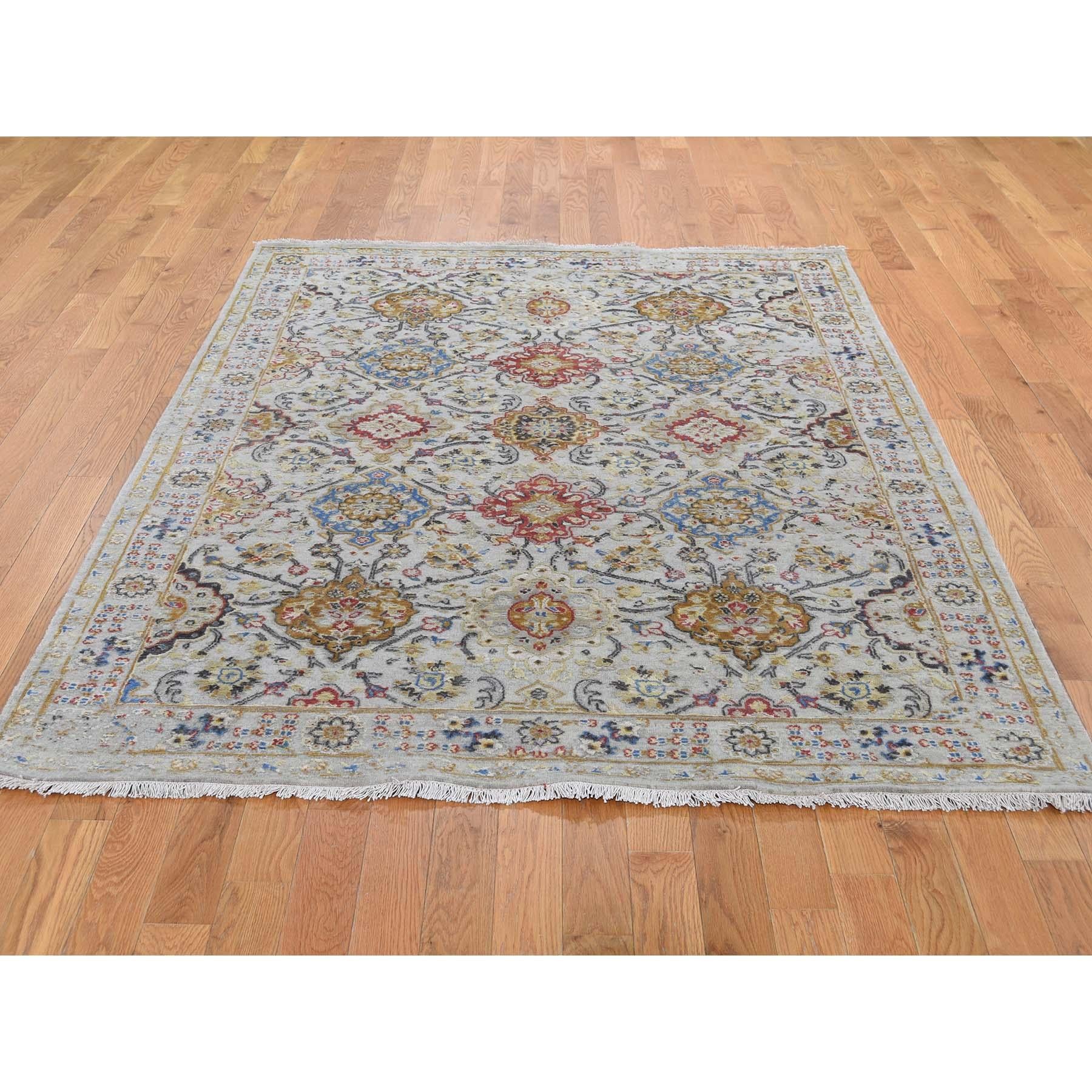 Other The Sunset Rosettes Pure Silk and Wool Hand-Knotted Oriental Rug