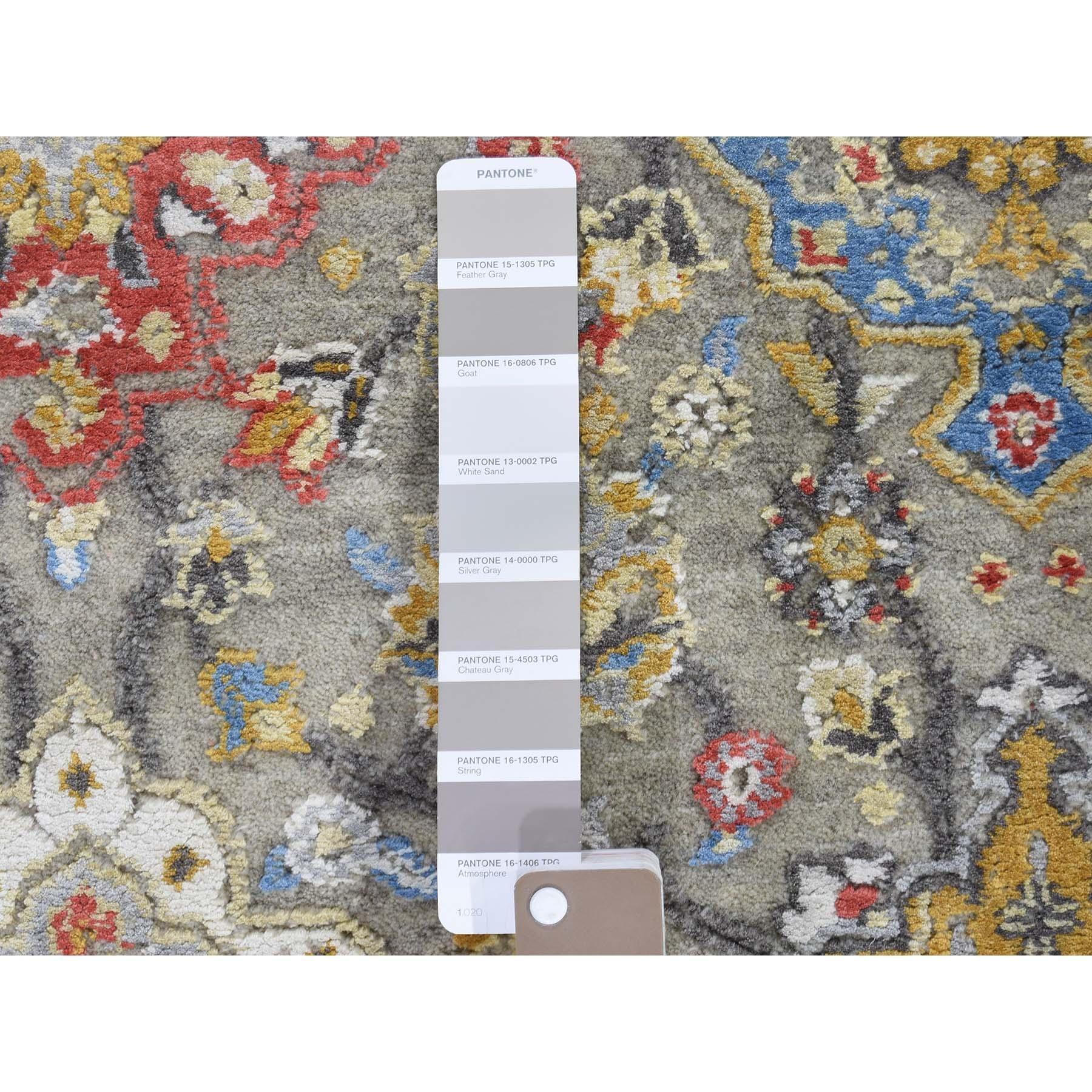 The Sunset Rosettes Pure Silk and Wool Hand Knotted Oriental Rug 1