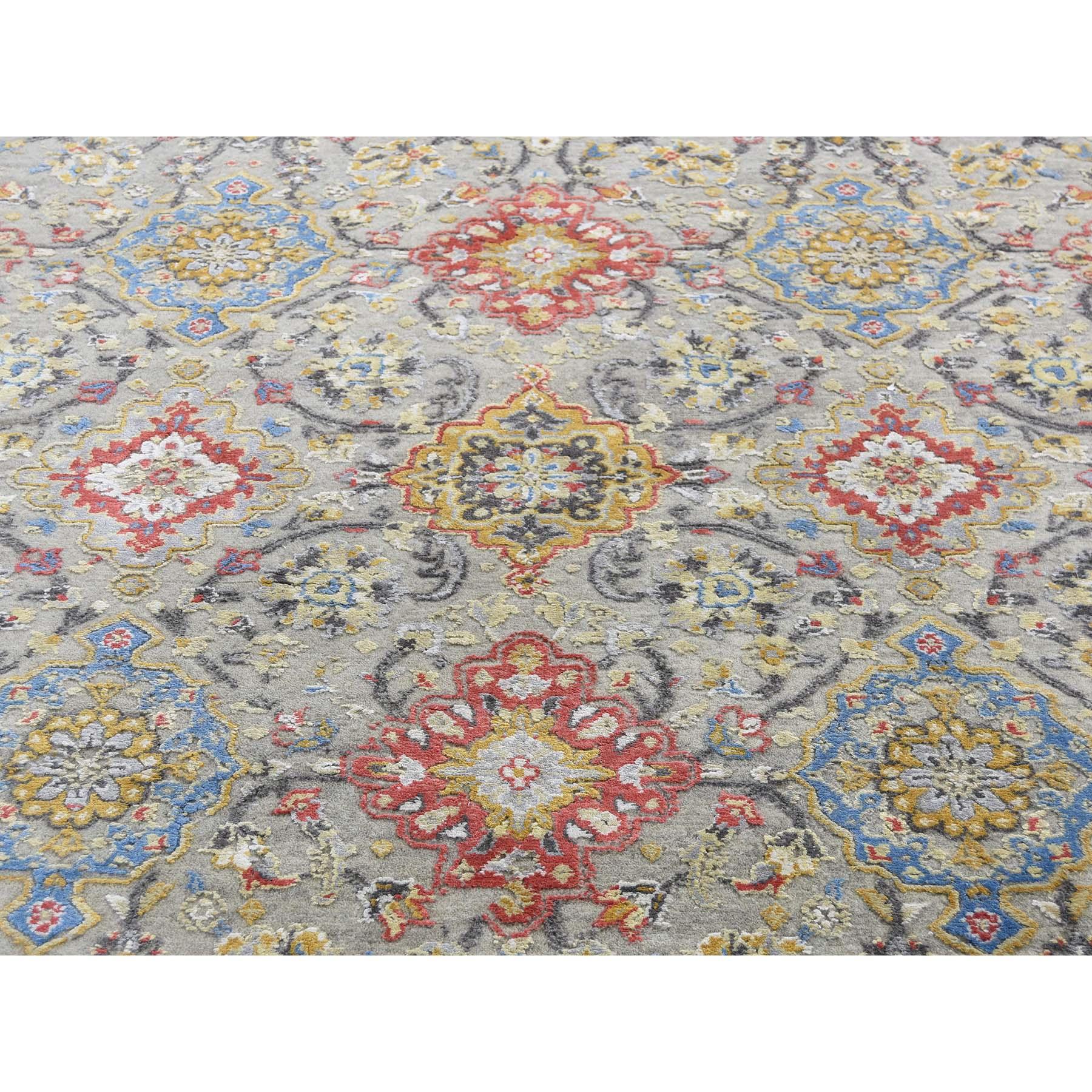 The Sunset Rosettes Pure Silk and Wool Hand Knotted Oriental Rug 2
