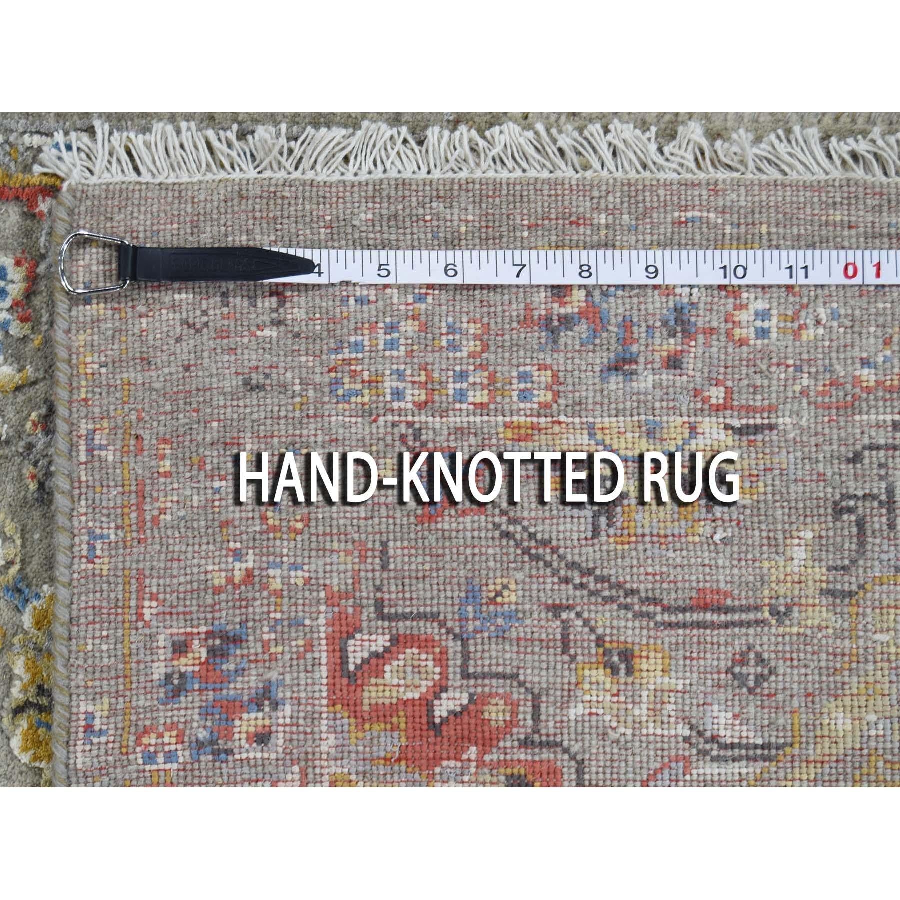Contemporary Sunset Rosettes Pure Silk and Wool Runner Hand Knotted Oriental Rug