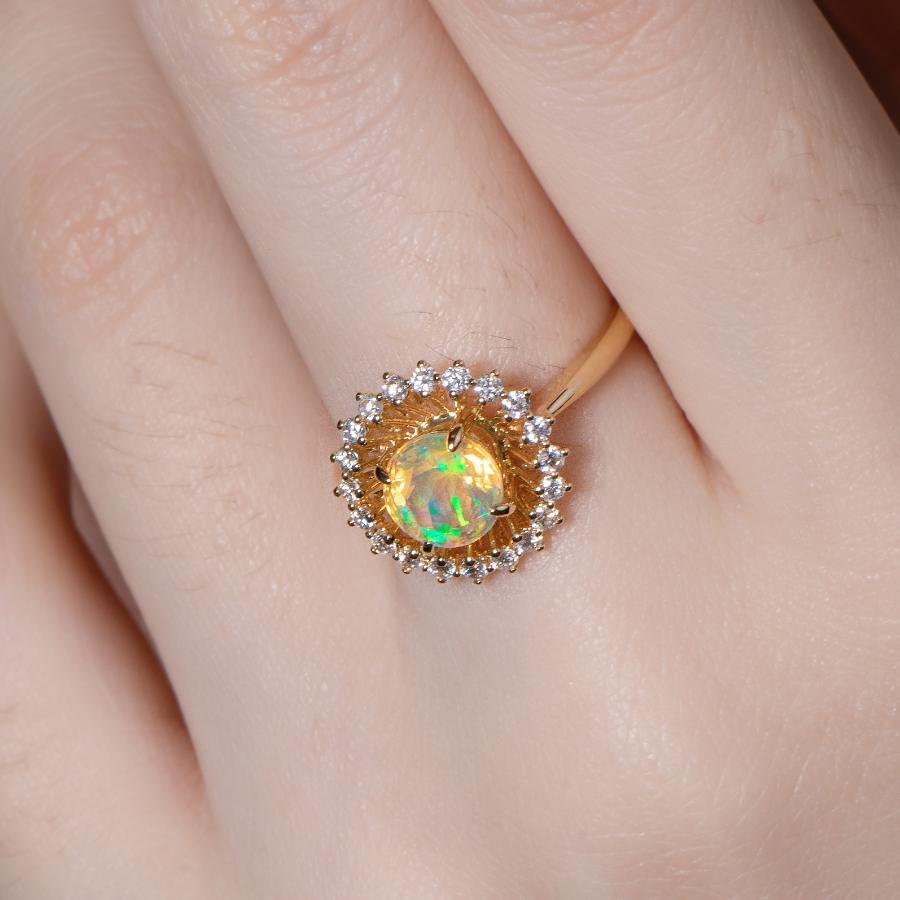 Rare Faced Mexican Fire Opal Halo Diamond Engagement Ring 18K Yellow Gold


Design Name: The Sunshine

Free Domestic USPS First Class Shipping! Free Gift Bag or Box with every order!



Opal—the queen of gemstones, is one of the most beautiful