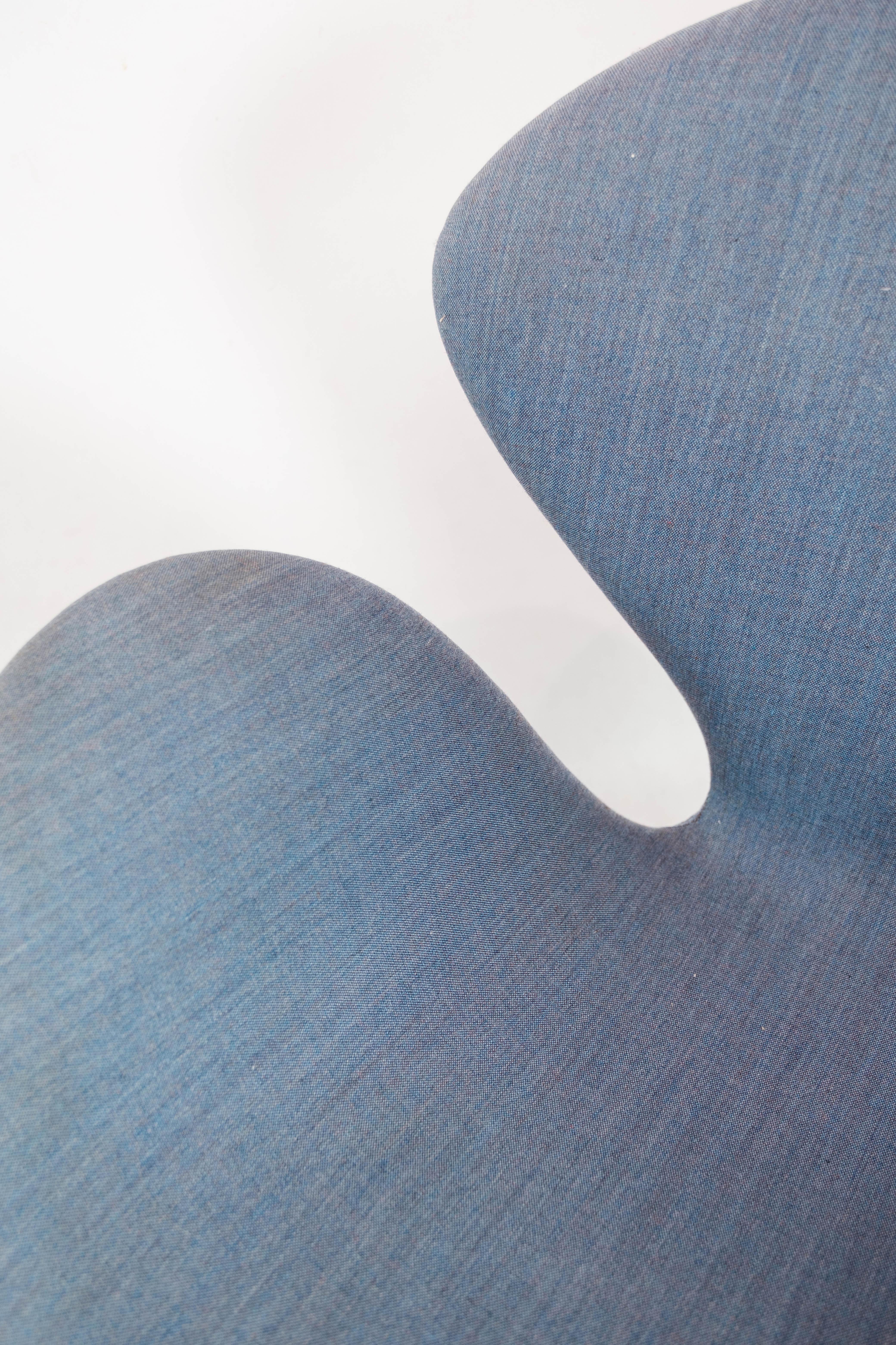 Danish The Swan Chair, Model 3320, with Light Blue Fabric, by Arne Jacobsen, 2014