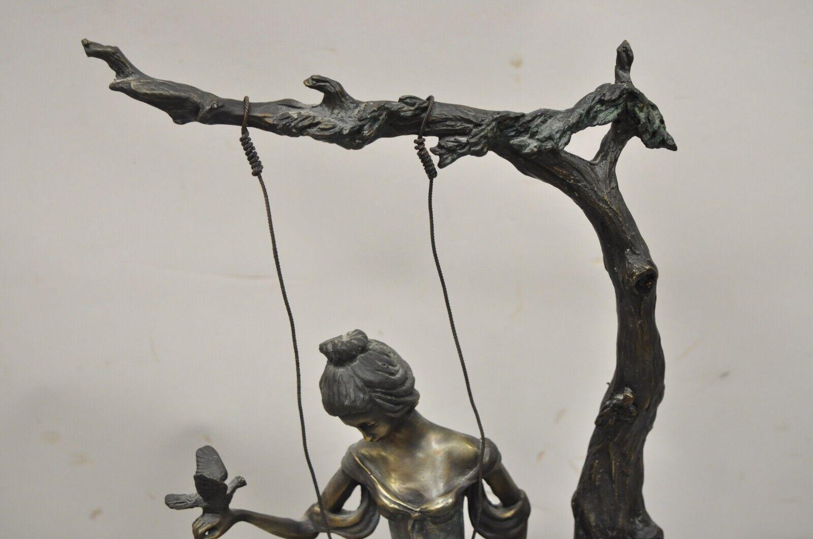The Swing Bronze Statue on Marble Base after Louis Icart (1888-1950) 6