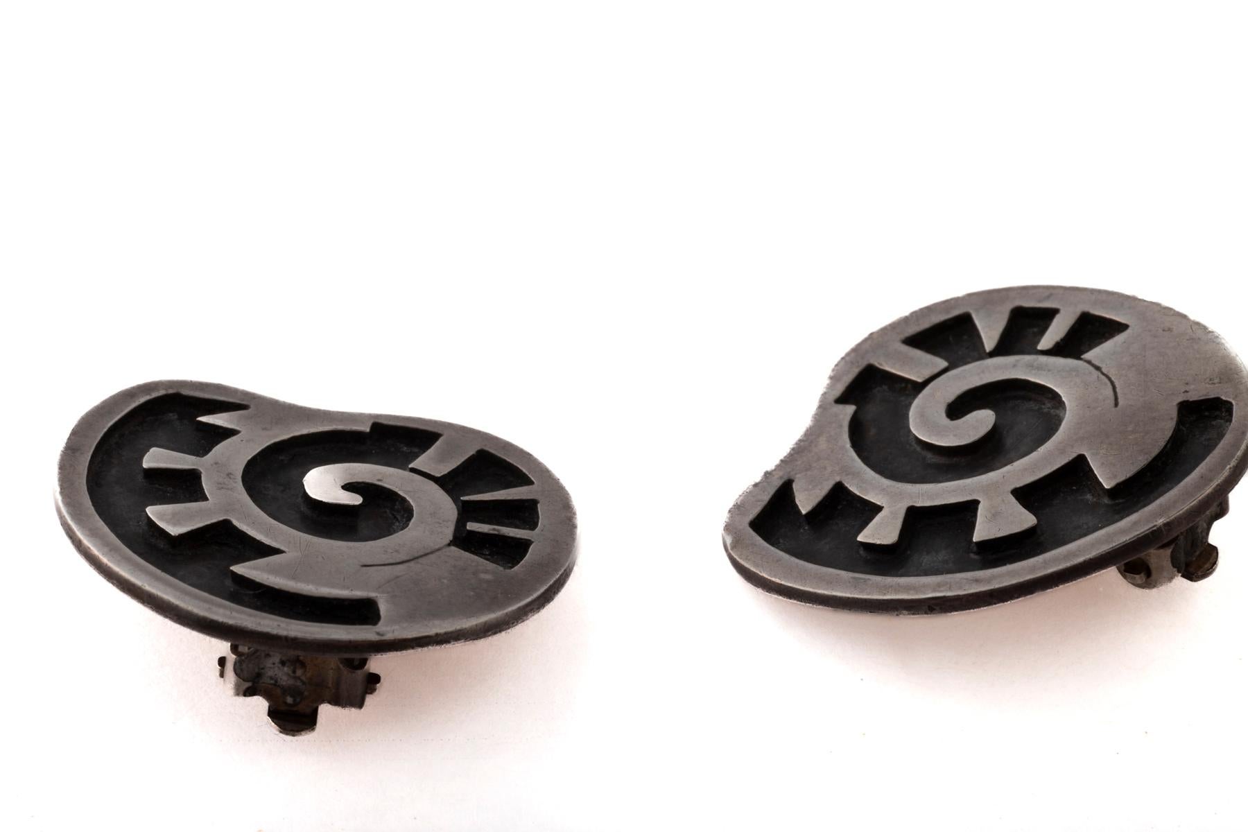 Retro The Swirl of Margot de Taxco in Sterling Silver Clip On Earrings For Sale
