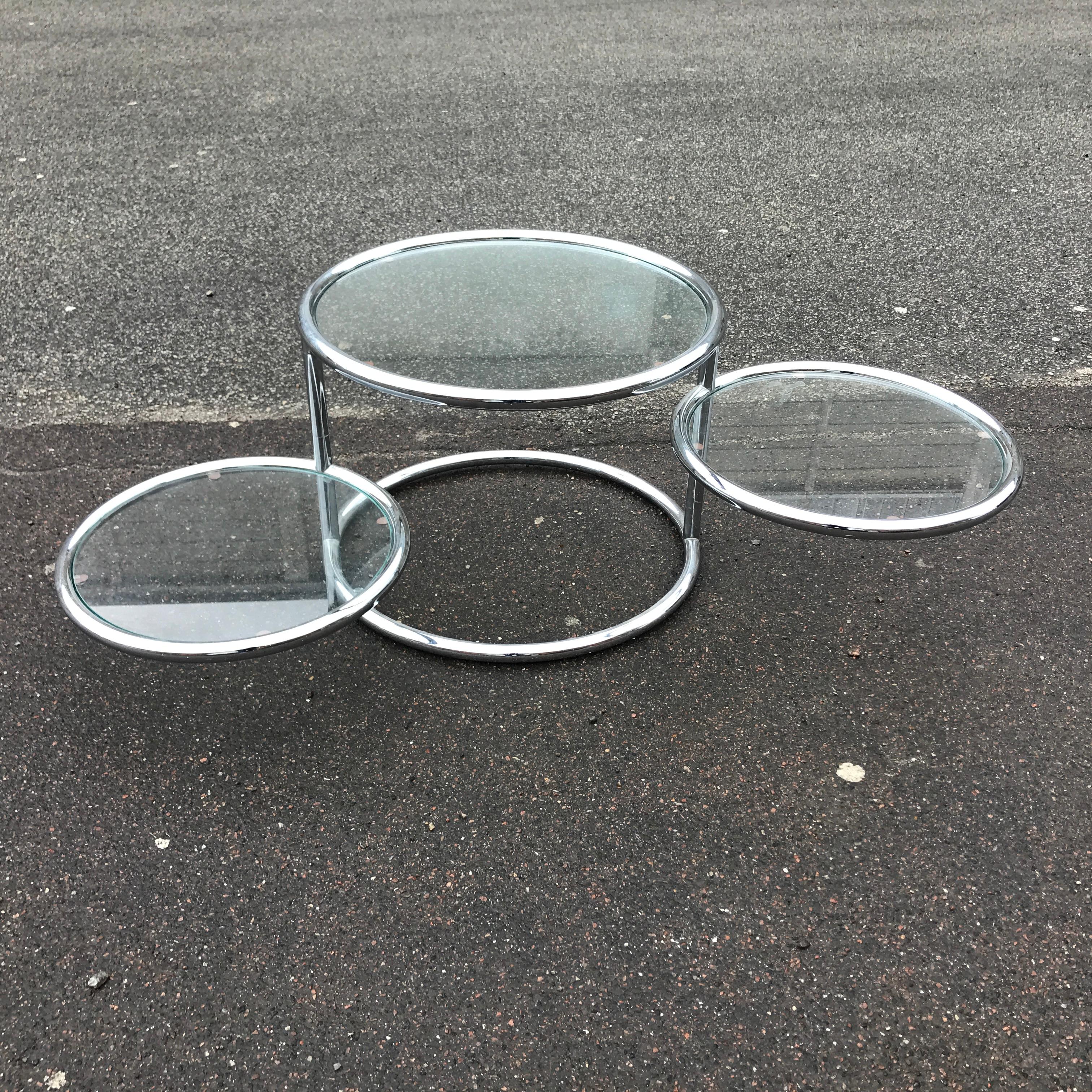 Danish Swivel Table in Chrome and Glass