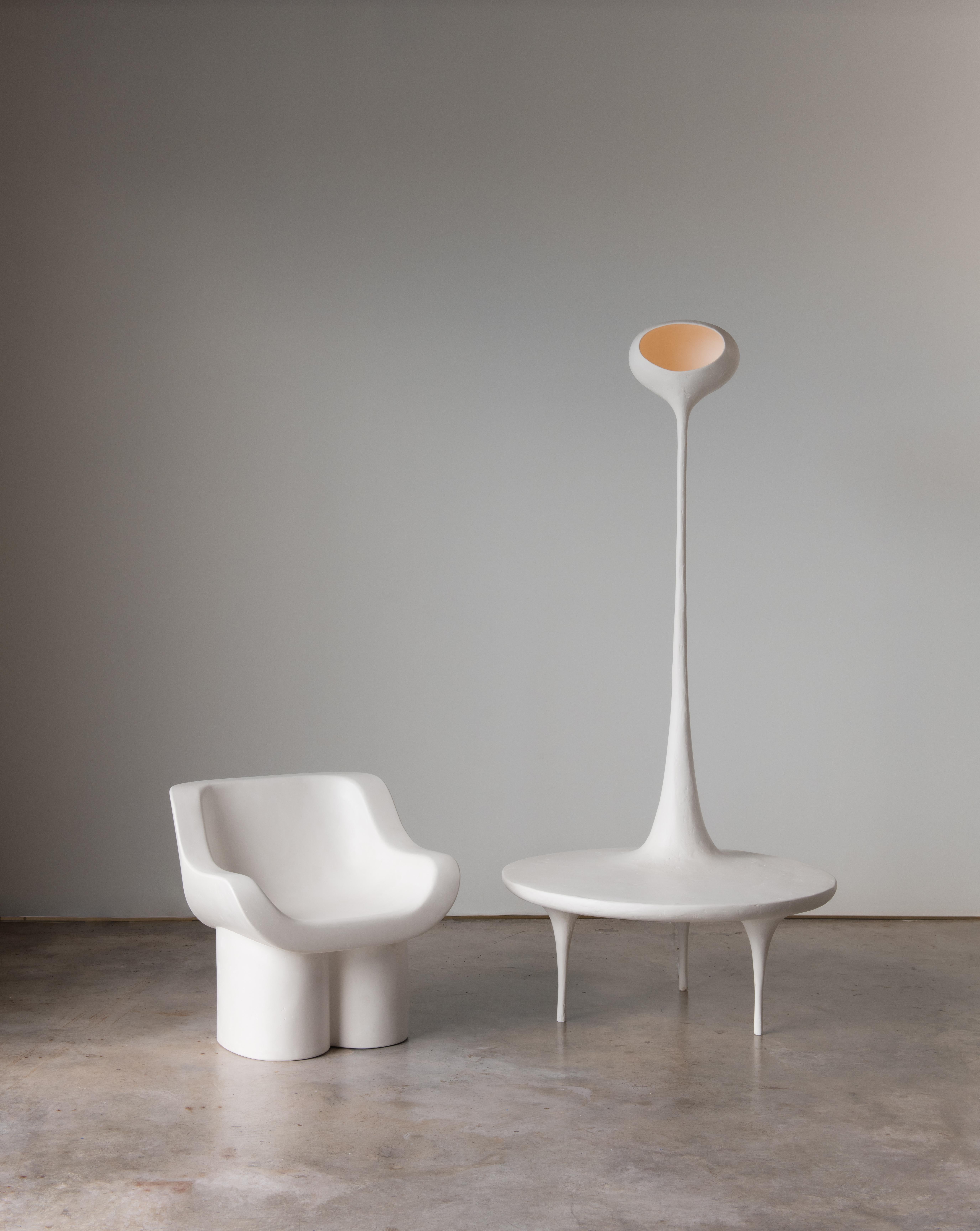 American Table That Dreamed 'of Being Light' in Polished Plaster by Reynold Rodriguez