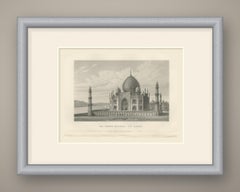 The Taj Mahal at Agra, Antique Steel Engraving, 1859