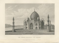 The Taj Mahal at Agra, Antique Steel Engraving, 1859