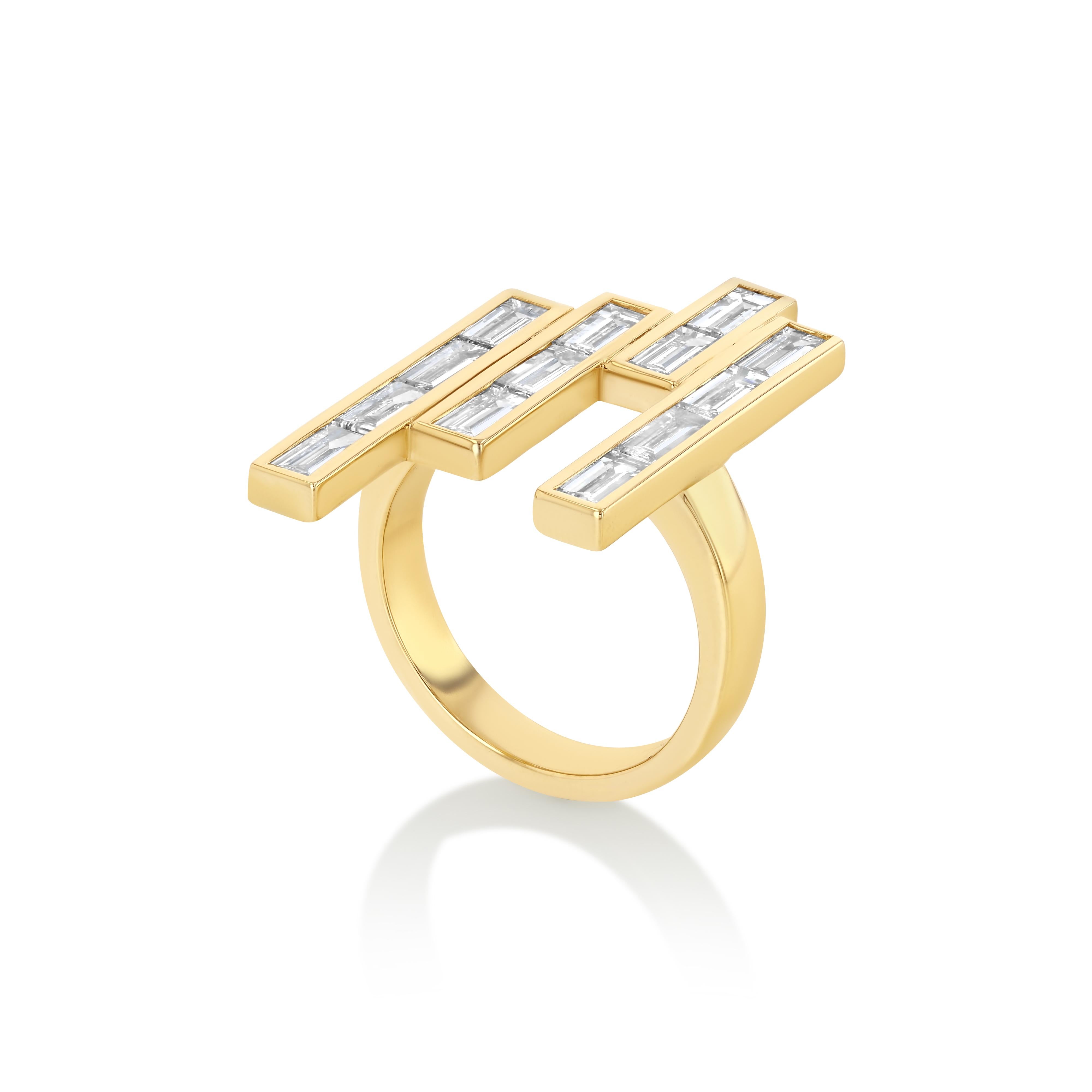 For Sale:  3.5 Carat Baguette Diamond Ring- one off sample in lab diamonds SZ US 7 2