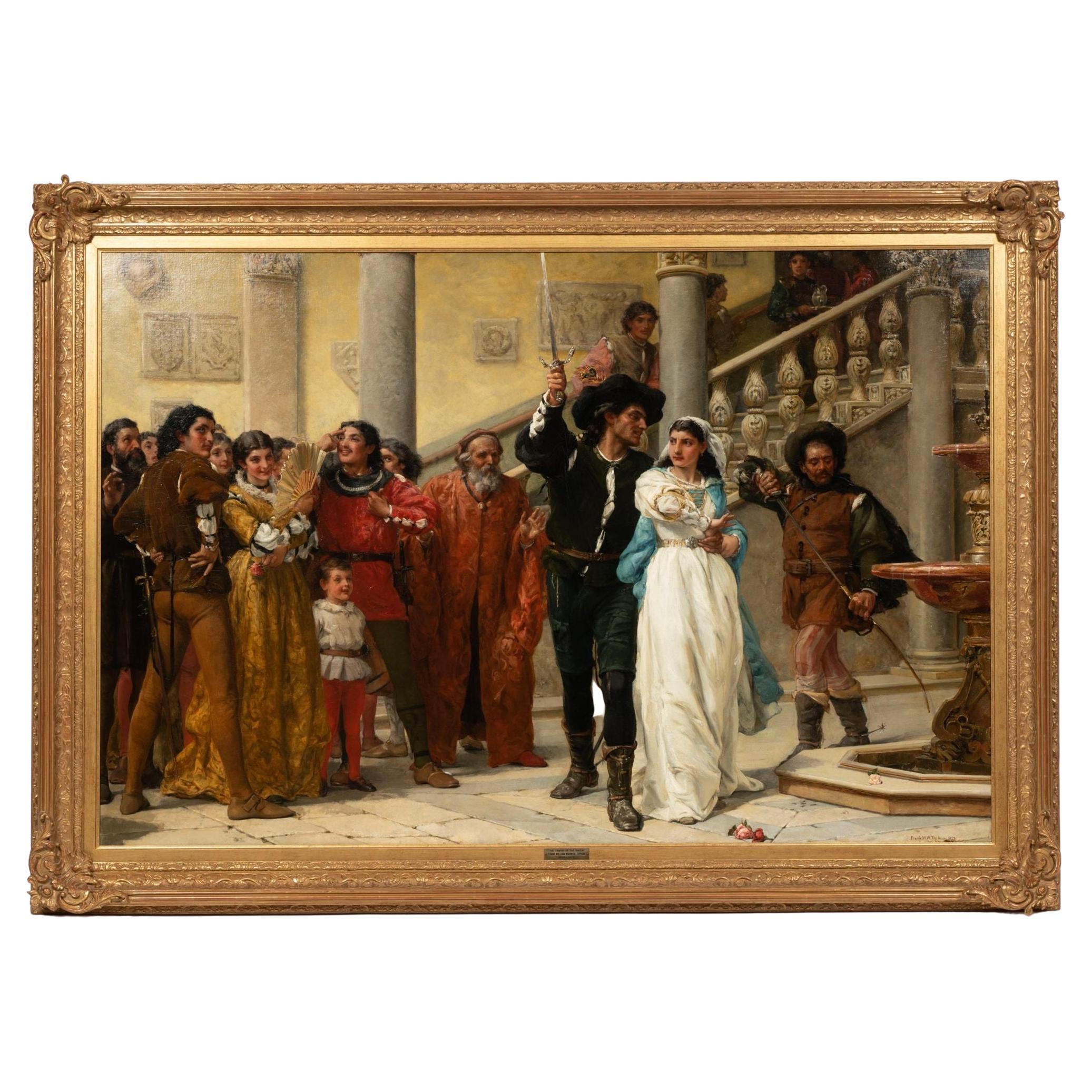 "The Taming of the Shrew" by Frank William Warwick Topham, Oil on Canvas (1879) For Sale
