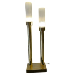 The Tanger Lamp - Brass Lamp with 2 Selenite Crystal Cylinders by Neo Kasbah