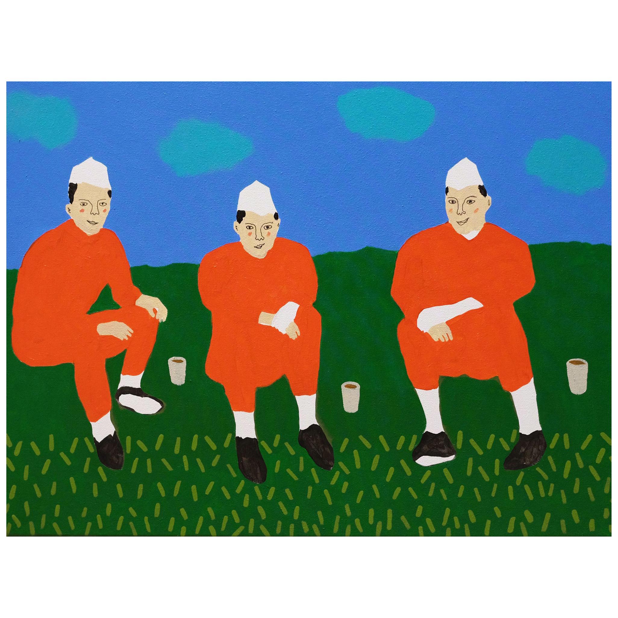 'The Tea Break' Portrait Painting by Alan Fears Pop Art For Sale