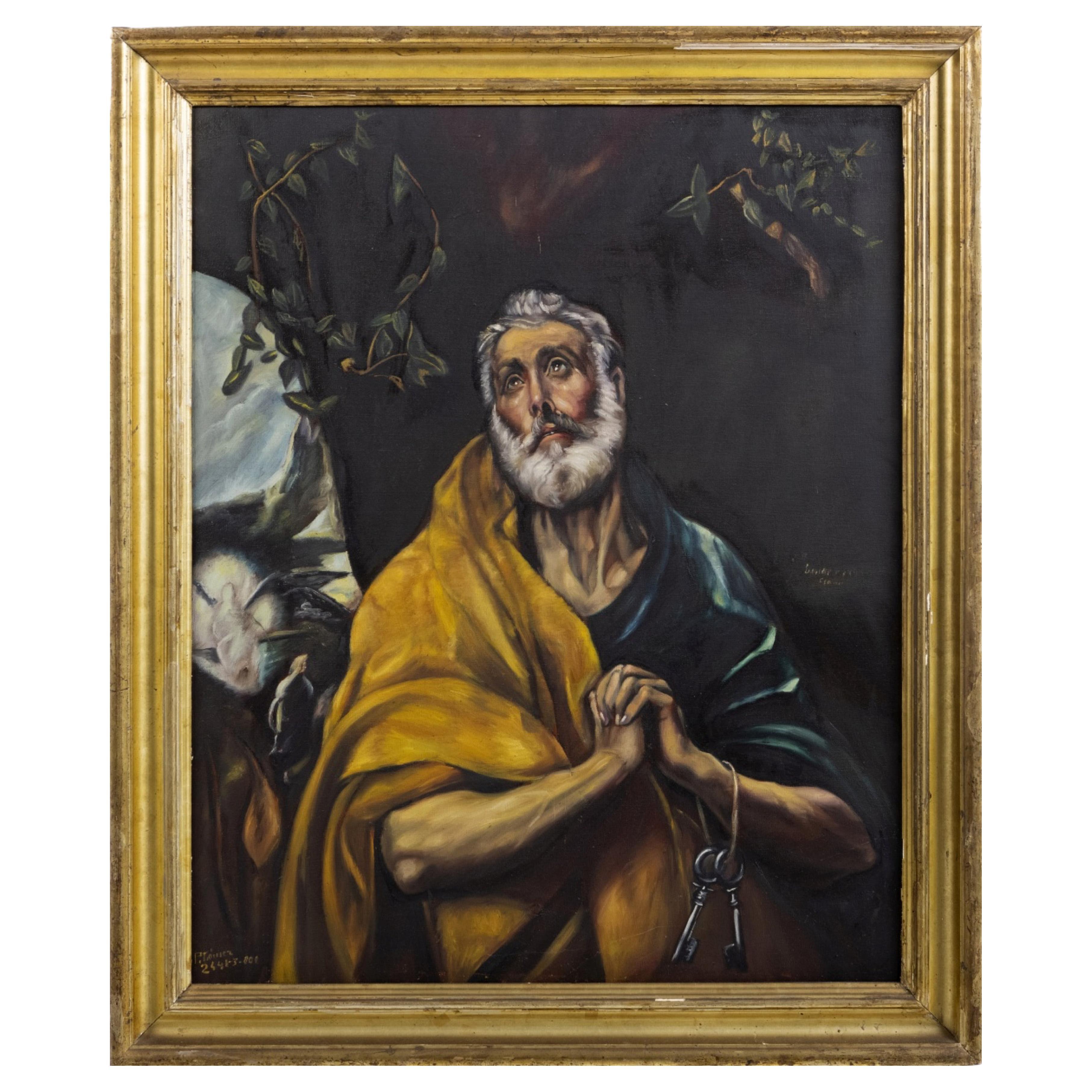 "The Tears of Saint Peter" Follower Domenikos Theotokopoulos- El Greco 19th Cent For Sale