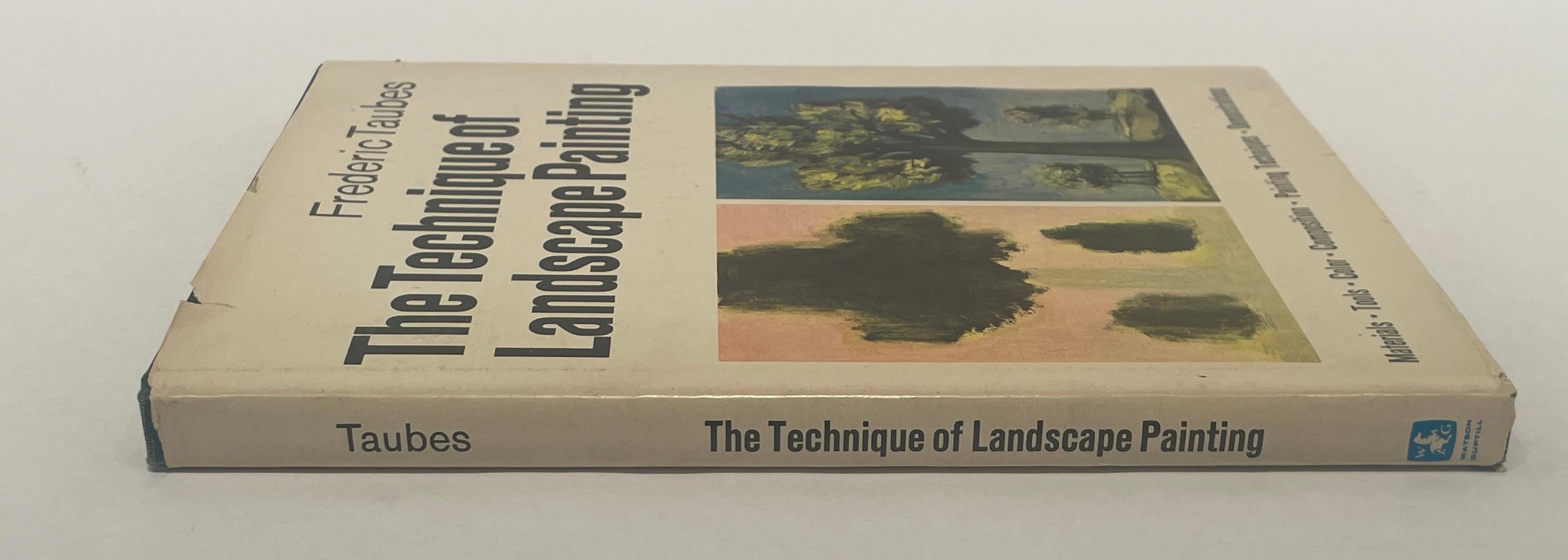 The Technique of Landscape Painting Hardcover Book by Frederic Taubes 1966.
FIRST PRINTING 175 pages.
Profusely illustrated with color and black and white captioned photos and drawings.
Glossary and Index.
Green cloth with gilt letters on the front