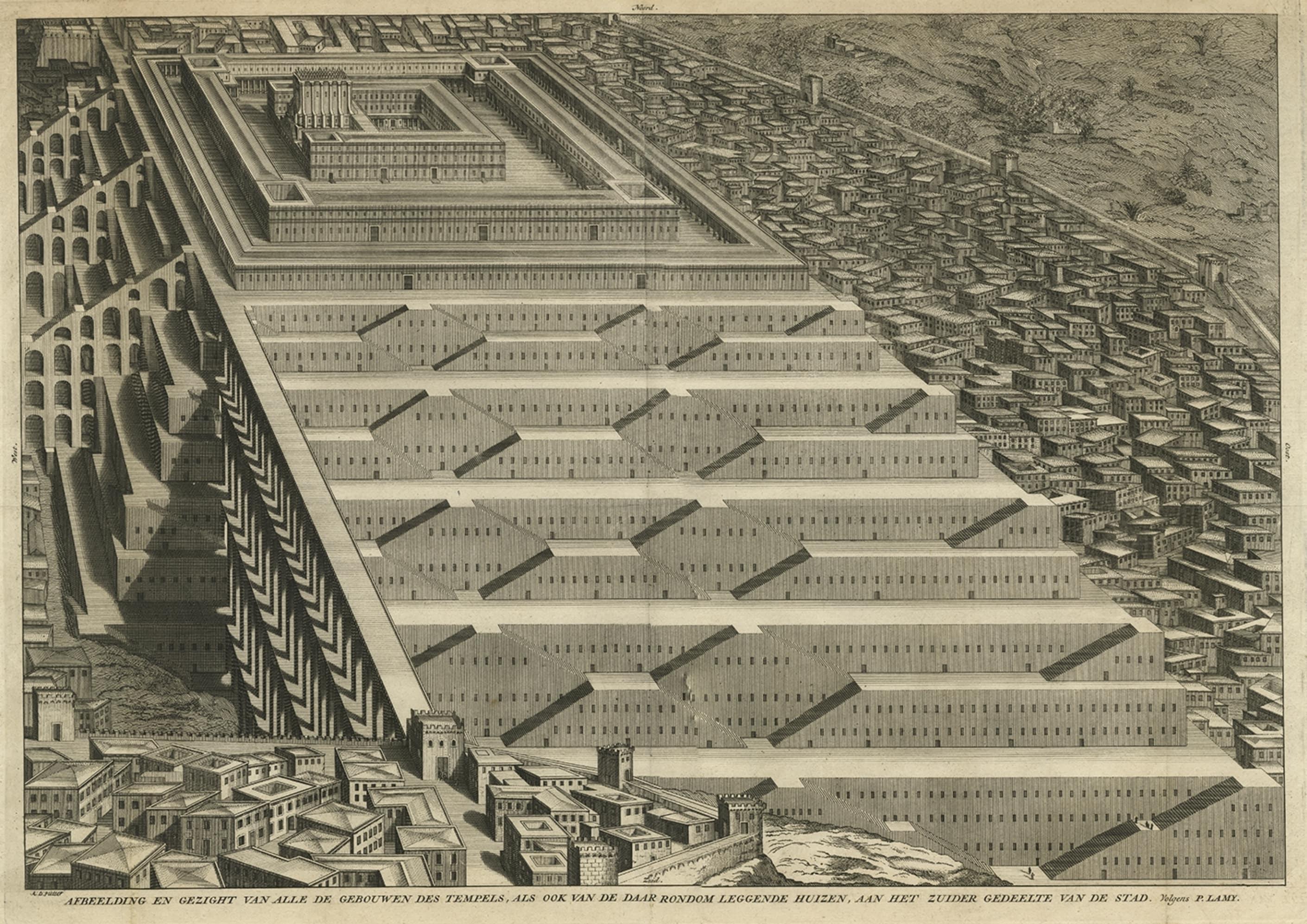 Le temple de Salomon et les maisons du sud de Jérusalem, Isral, vers 1730 Bon état à Langweer, NL