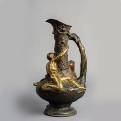 Patinated Bronze Ewer 'The Temptation' by Eugène-Victor Cherrier, 1900