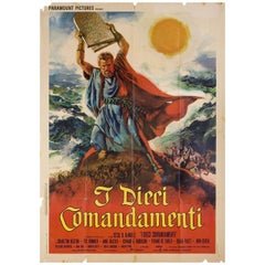 Vintage The Ten Commandments R1960s Italian Due Fogli Film Poster