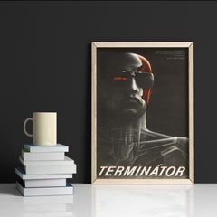 'The Terminator' Original Vintage Movie Poster by Milan Pecák, Czech, 1990