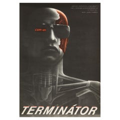 Original-Vintage-Filmplakat „The Terminator“ von Milan Peck, Tschechisch, 1990