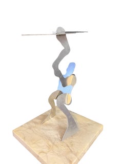 "The Test" di William Dickey King - Scultura figurativa in alluminio della metà del secolo scorso