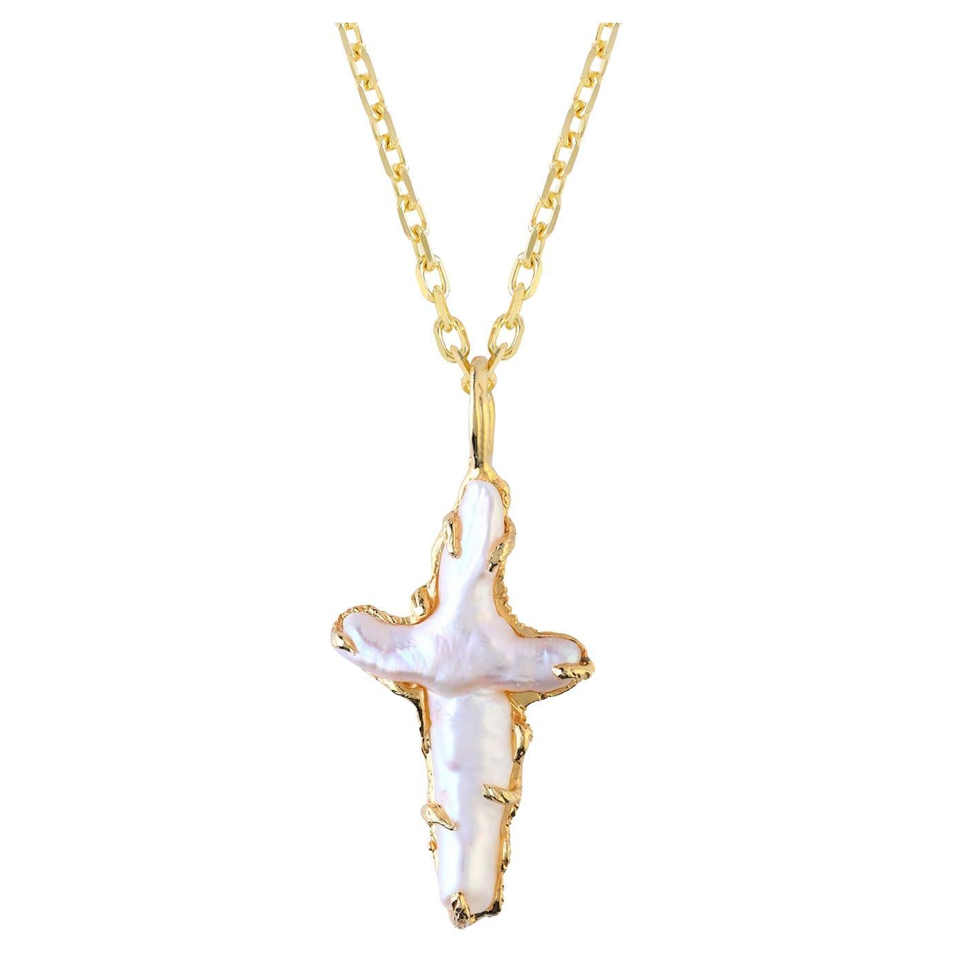 The Tethys Baroque Pearl Cross Necklace