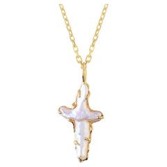 The Tethys Baroque Pearl Cross Necklace
