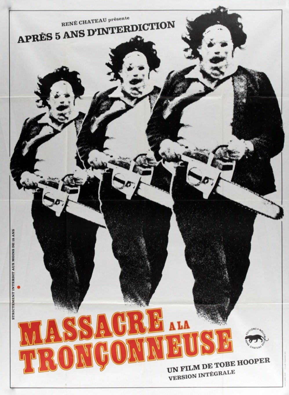 Affiche originale (en français) de « Massacre à la tronçonneuse », 1974 en vente