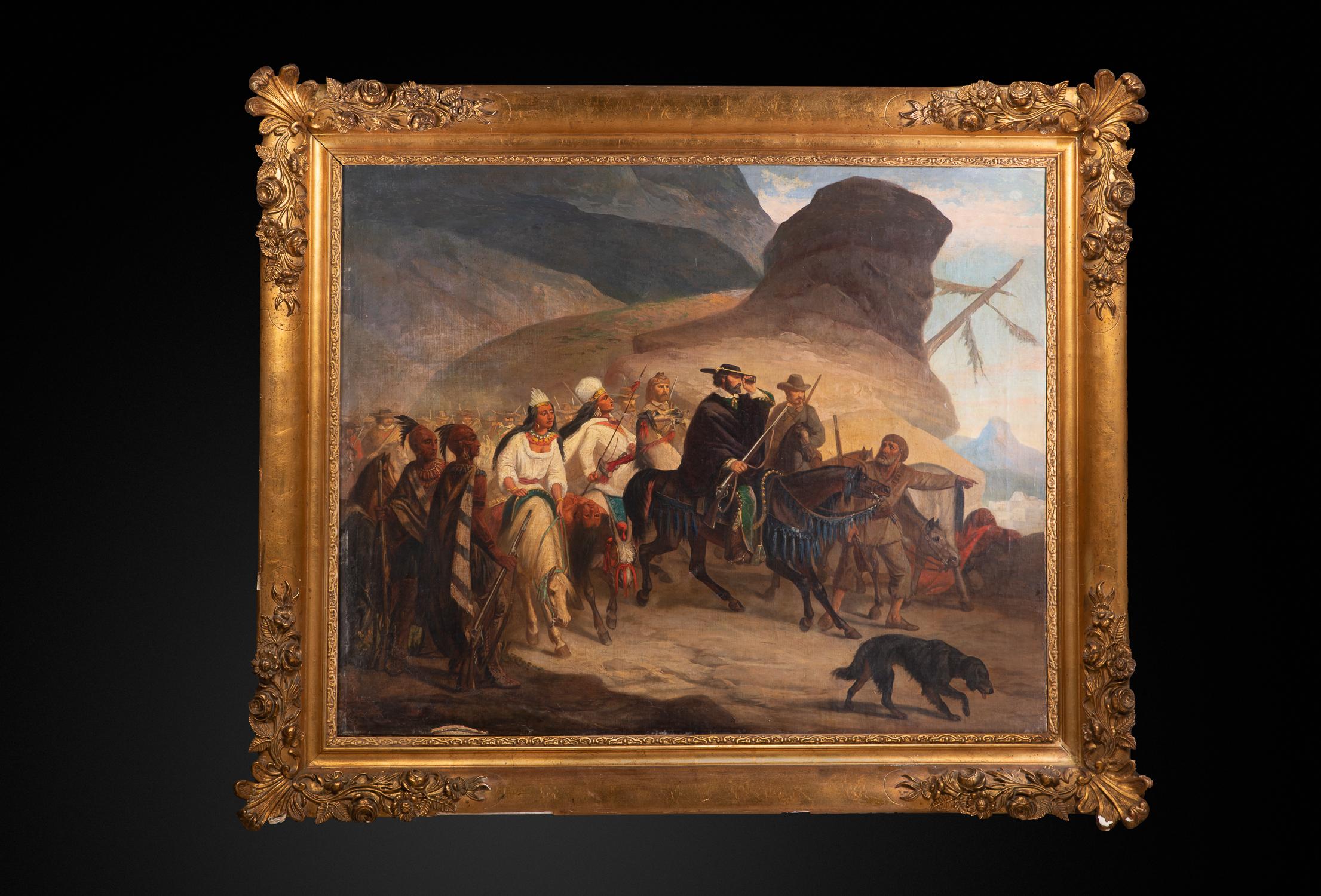 Peint à la main Les Rebellions texans, attribués à Leon Cogniet (1794-1880). en vente