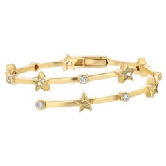 4 Carat GIA Certified Yellow and White Diamond Star and Brilliant Bangle