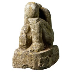 ‘The Thinker’ Carved Kneeling Statue by a Student of Hugh Casson