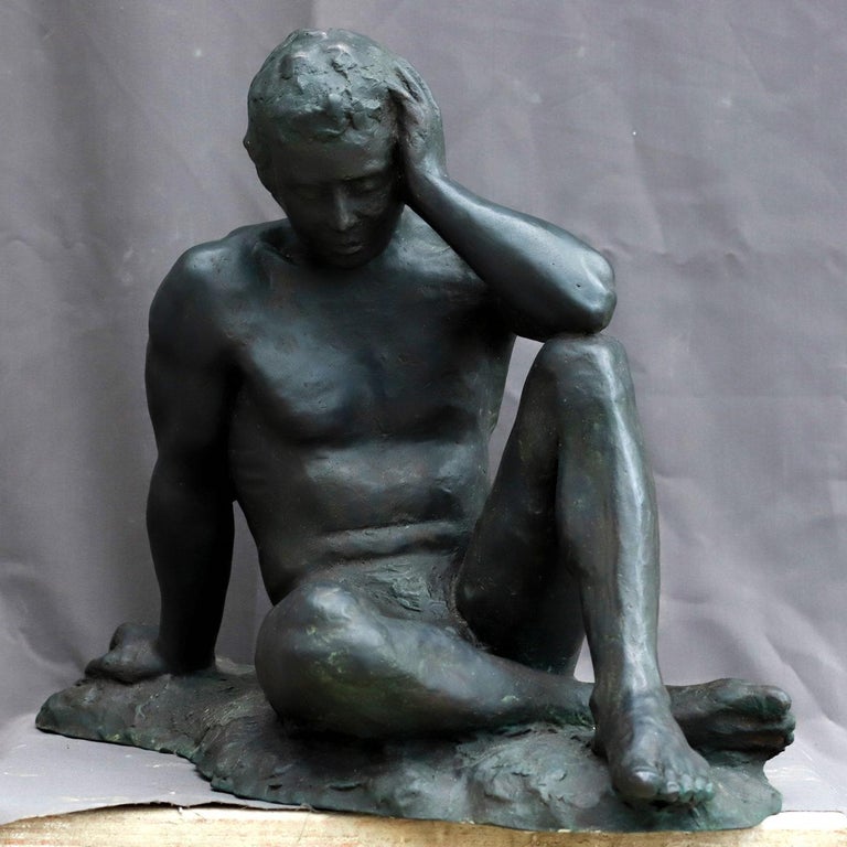 Italian The Thinker Sculpture For Sale