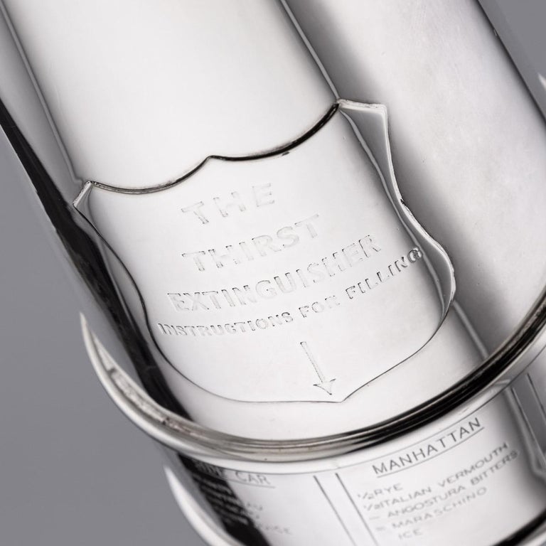 'The Thirst Extinguisher' Silver Plated Cocktail Shaker, Asprey & Co, c.1930 For Sale 7