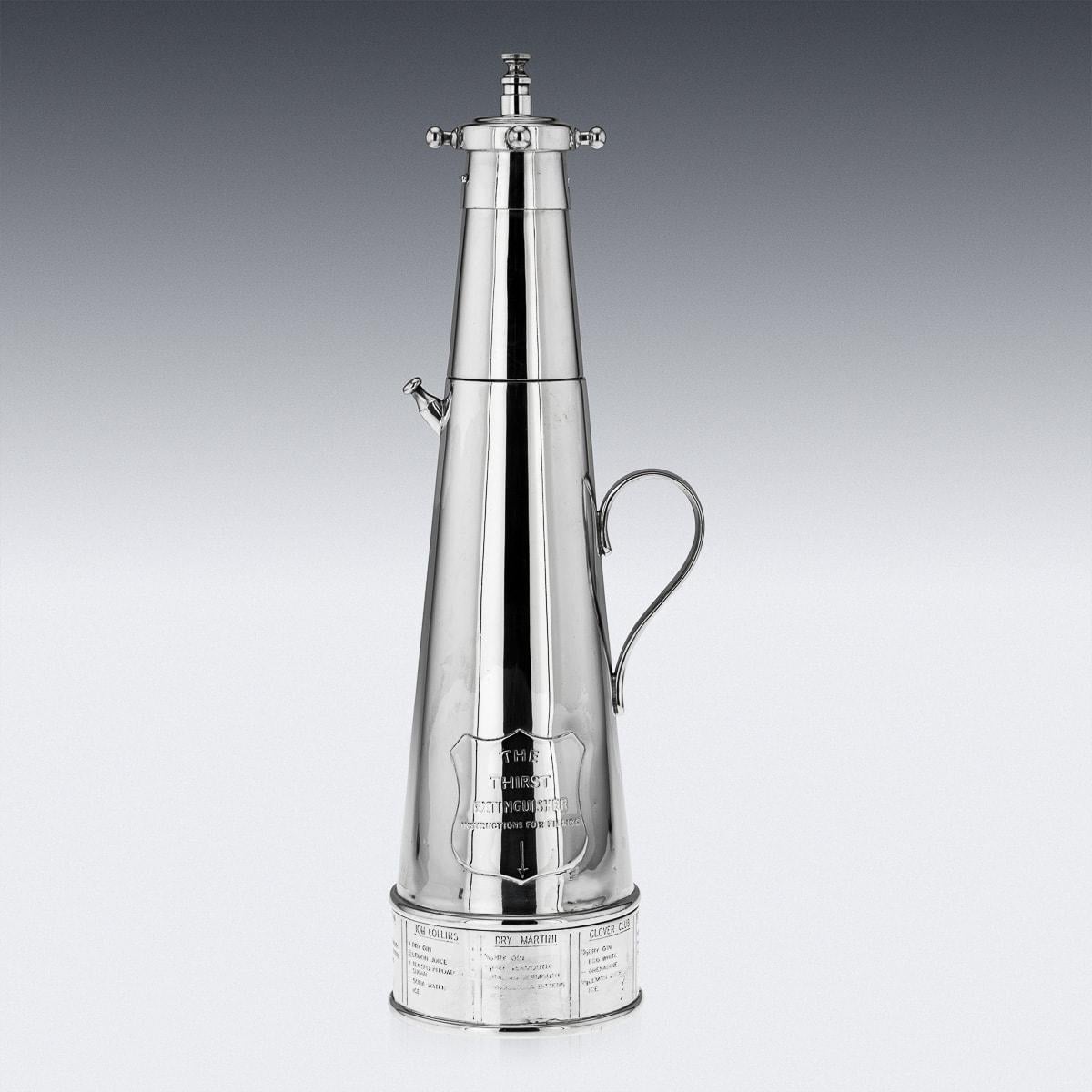 Art Deco ' The Thirst Extinguisher ' Silver Plated Cocktail Shaker, Asprey & Co, c.1930