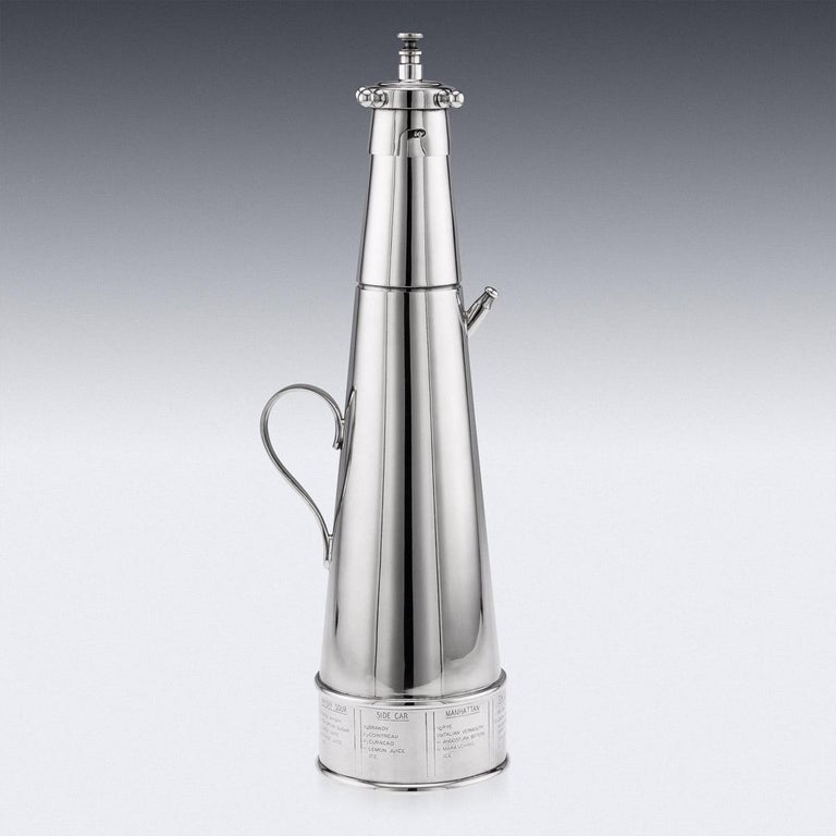 Art Deco 'The Thirst Extinguisher' Silver Plated Cocktail Shaker, Asprey & Co, c.1930 For Sale