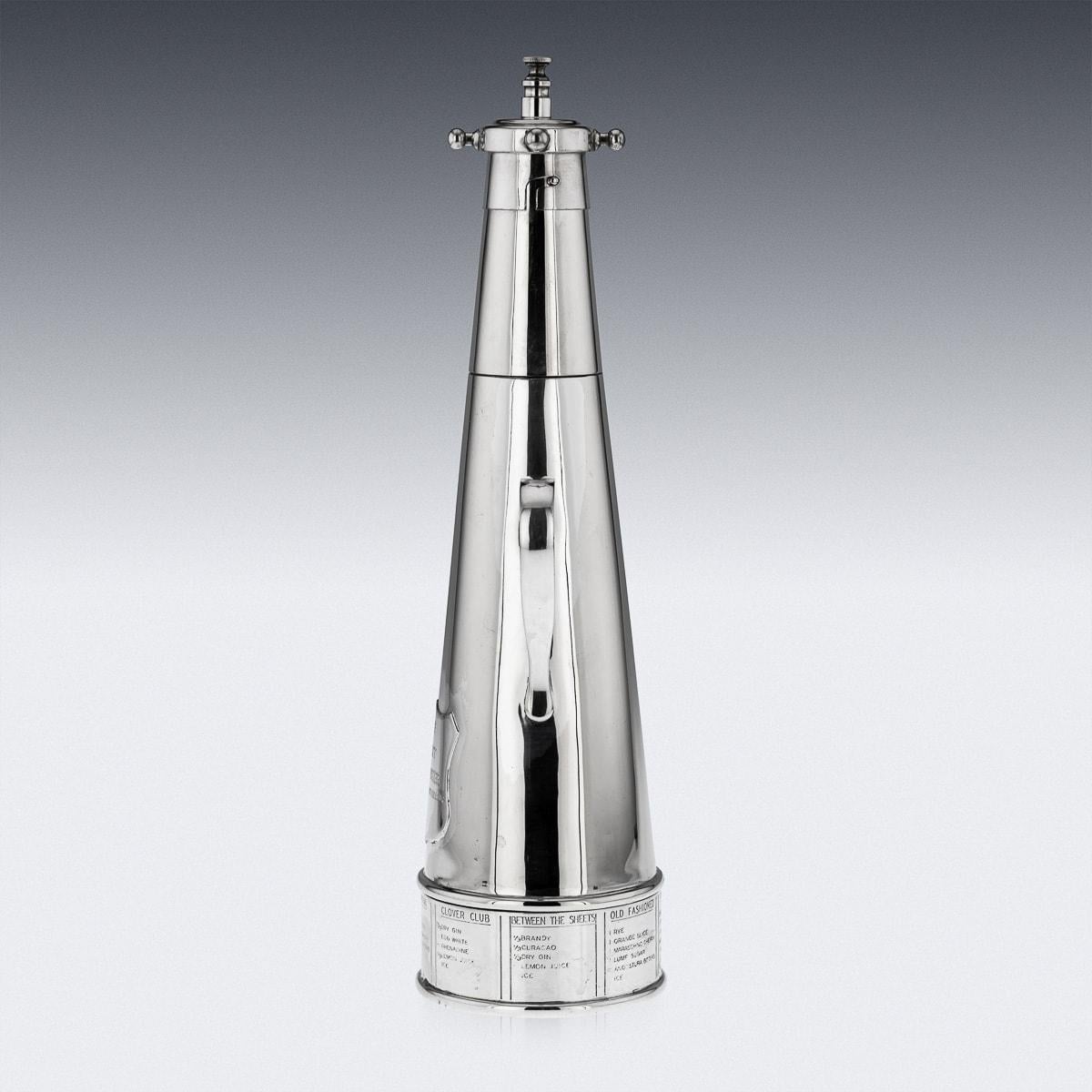 British ' The Thirst Extinguisher ' Silver Plated Cocktail Shaker, Asprey & Co, c.1930