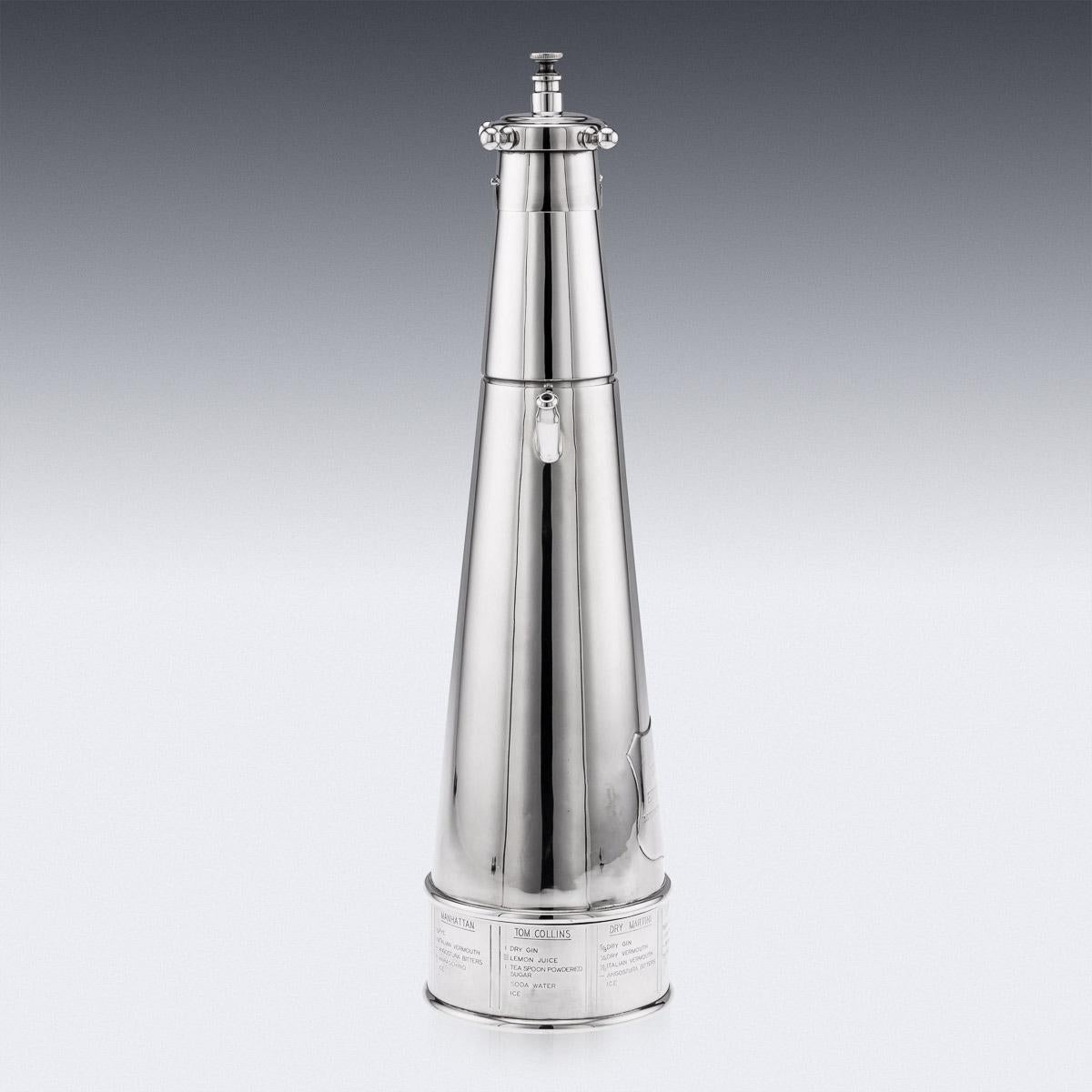 'The Thirst Extinguisher' Silver Plated Cocktail Shaker, Asprey & Co, c.1930 In Good Condition In Royal Tunbridge Wells, Kent