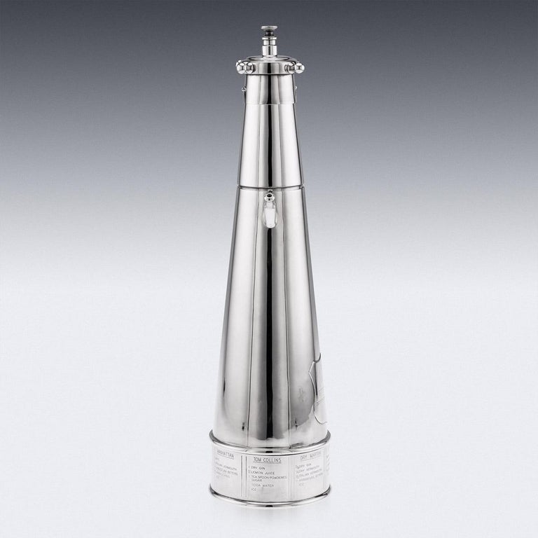 British 'The Thirst Extinguisher' Silver Plated Cocktail Shaker, Asprey & Co, c.1930 For Sale