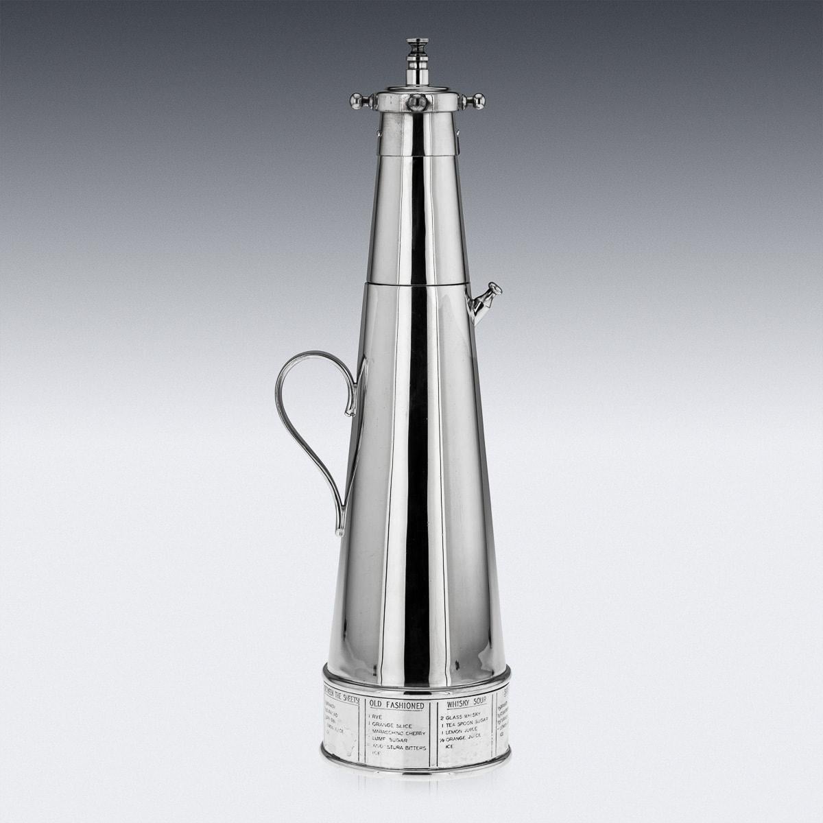 ' The Thirst Extinguisher ' Silver Plated Cocktail Shaker, Asprey & Co, c.1930 In Good Condition In Royal Tunbridge Wells, Kent