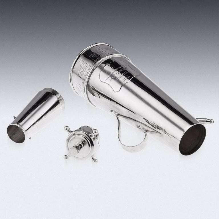 'The Thirst Extinguisher' Silver Plated Cocktail Shaker, Asprey & Co, c.1930 In Good Condition For Sale In Royal Tunbridge Wells, Kent