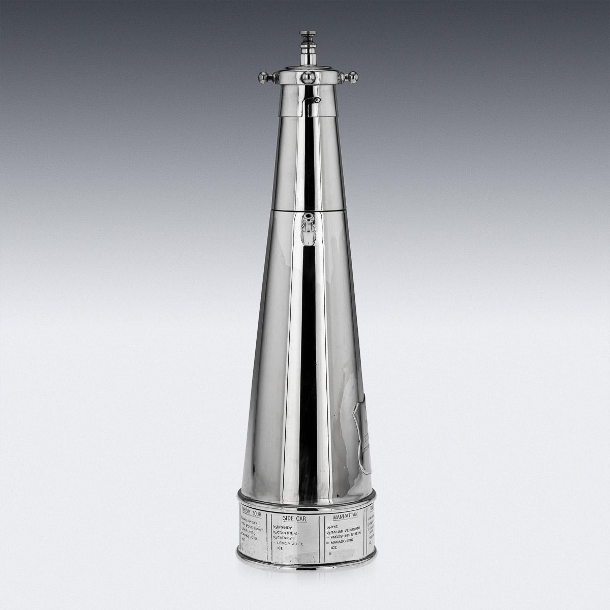 20th Century ' The Thirst Extinguisher ' Silver Plated Cocktail Shaker, Asprey & Co, c.1930