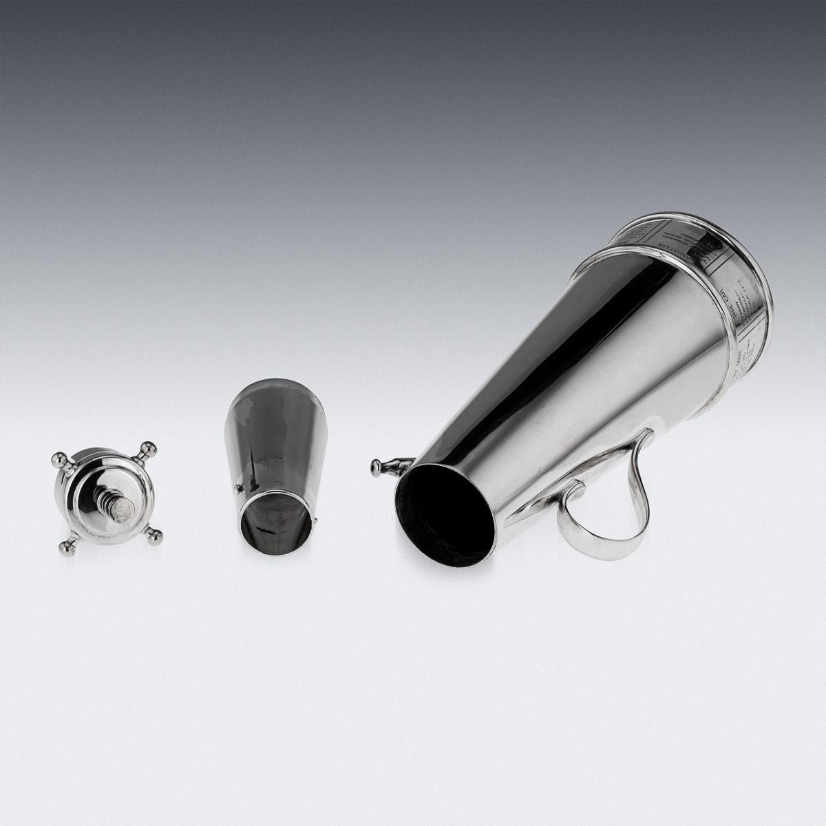 ' The Thirst Extinguisher ' Silver Plated Cocktail Shaker, Asprey & Co, c.1930 2