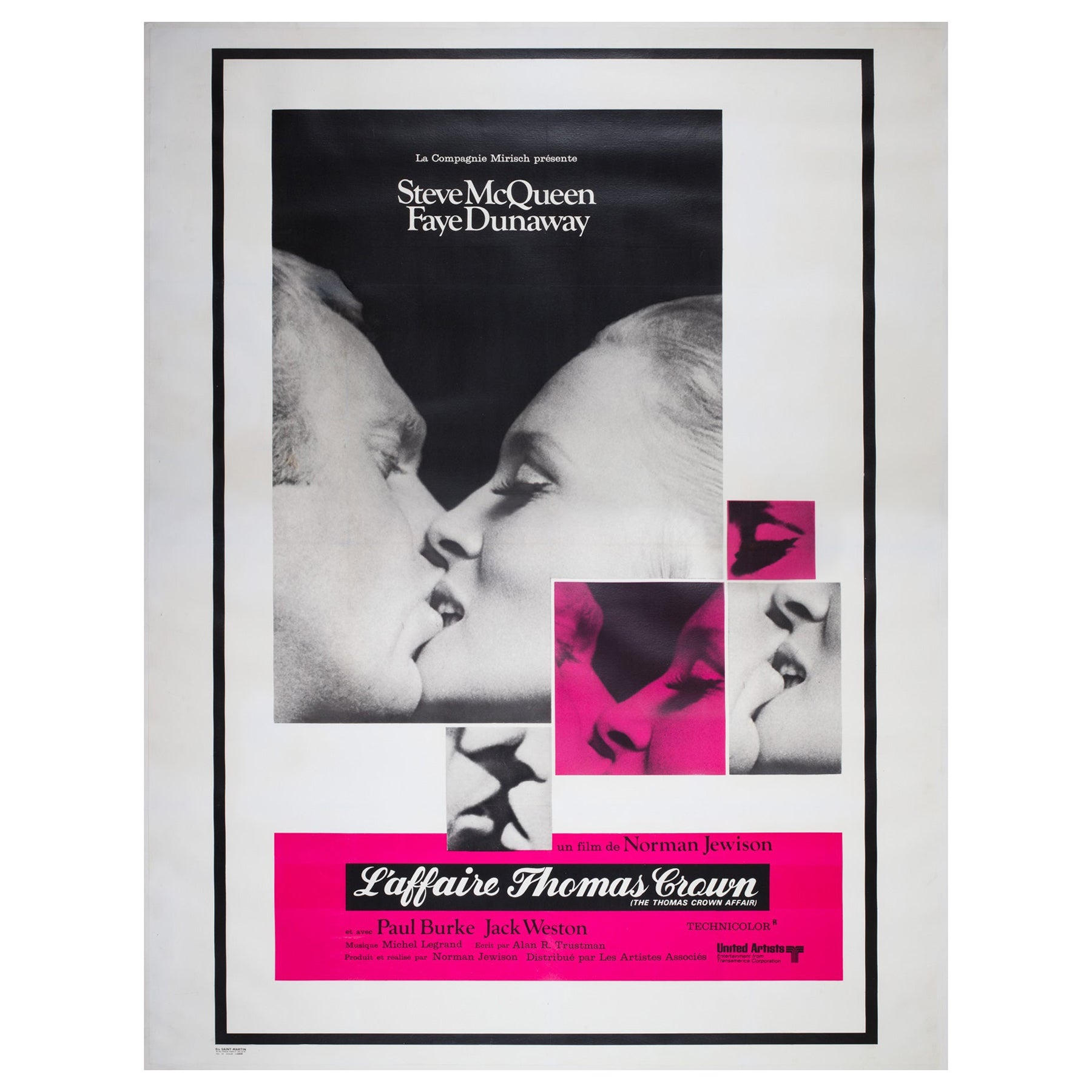 The Thomas Crown Affair 1968 Gran cartel de cine francés en venta