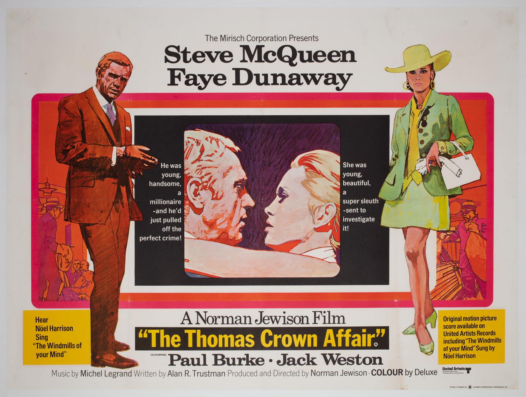 The Thomas Crown Affair 1968 UK Quad Film Movie Poster, Putzu im Angebot 3