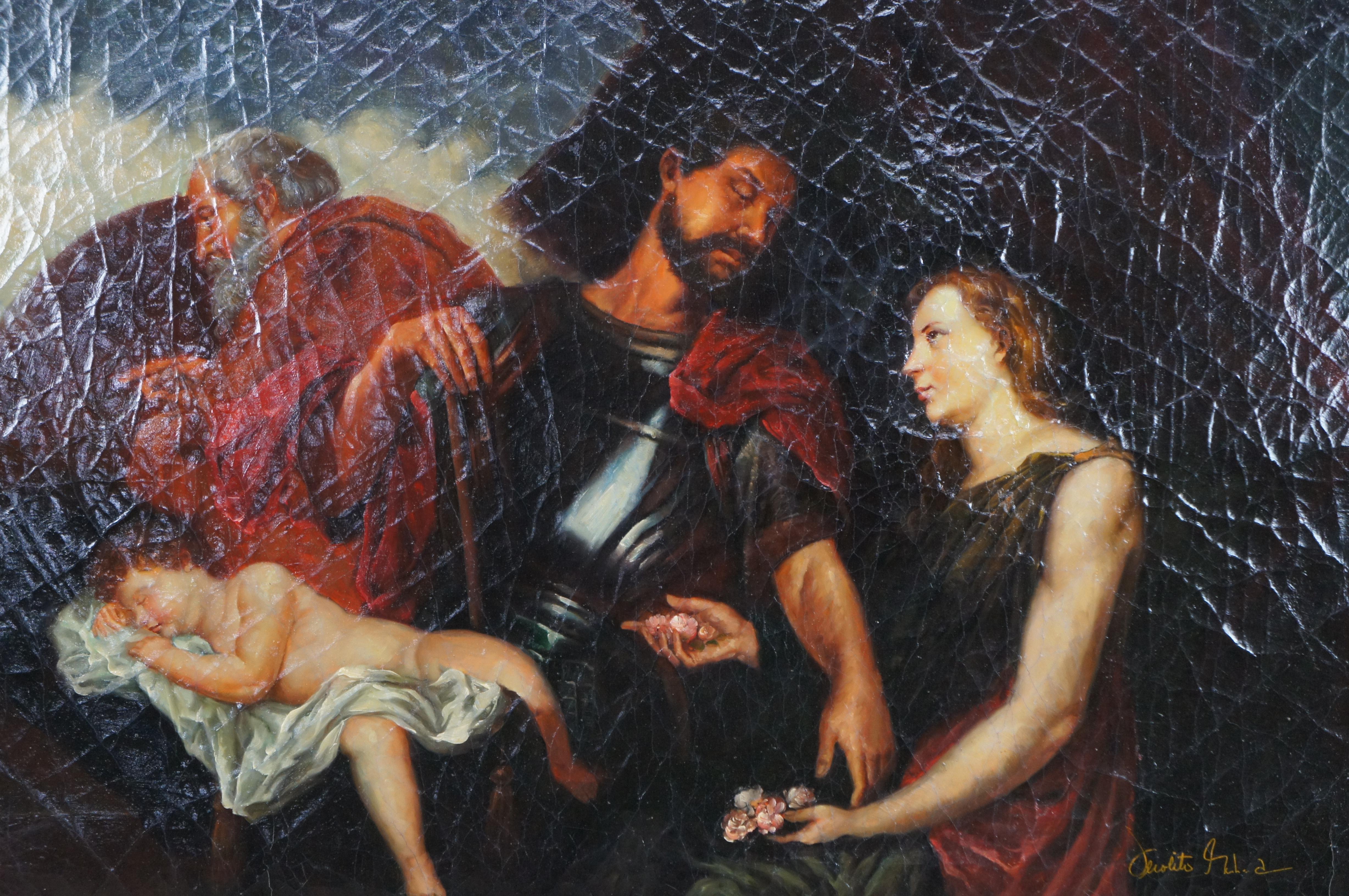 20th Century The Three Ages Of Man Flemish Baroque Oil Painting After Anthony van Dyck 48