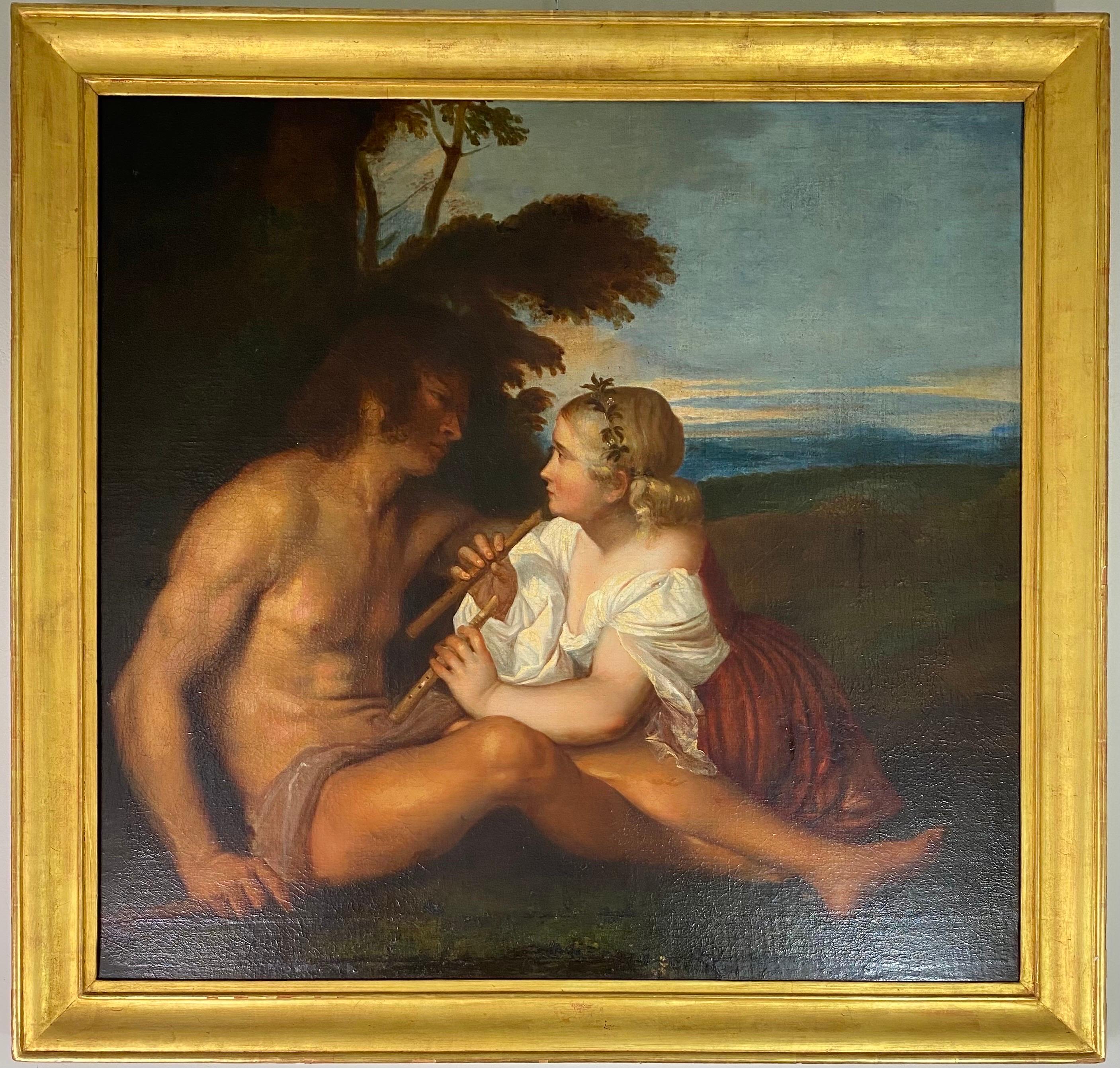 This very beautiful oil on canvas is a reworking of the left part of the painting The Three Ages of Man