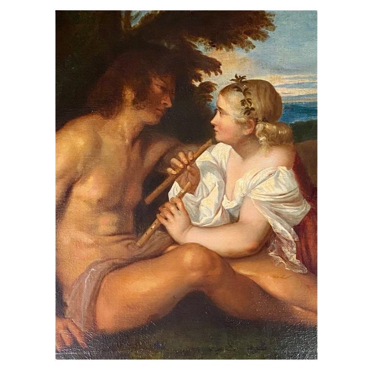 "The Three Ages of Man" Oil on Canvas After Titian 19th Century For Sale