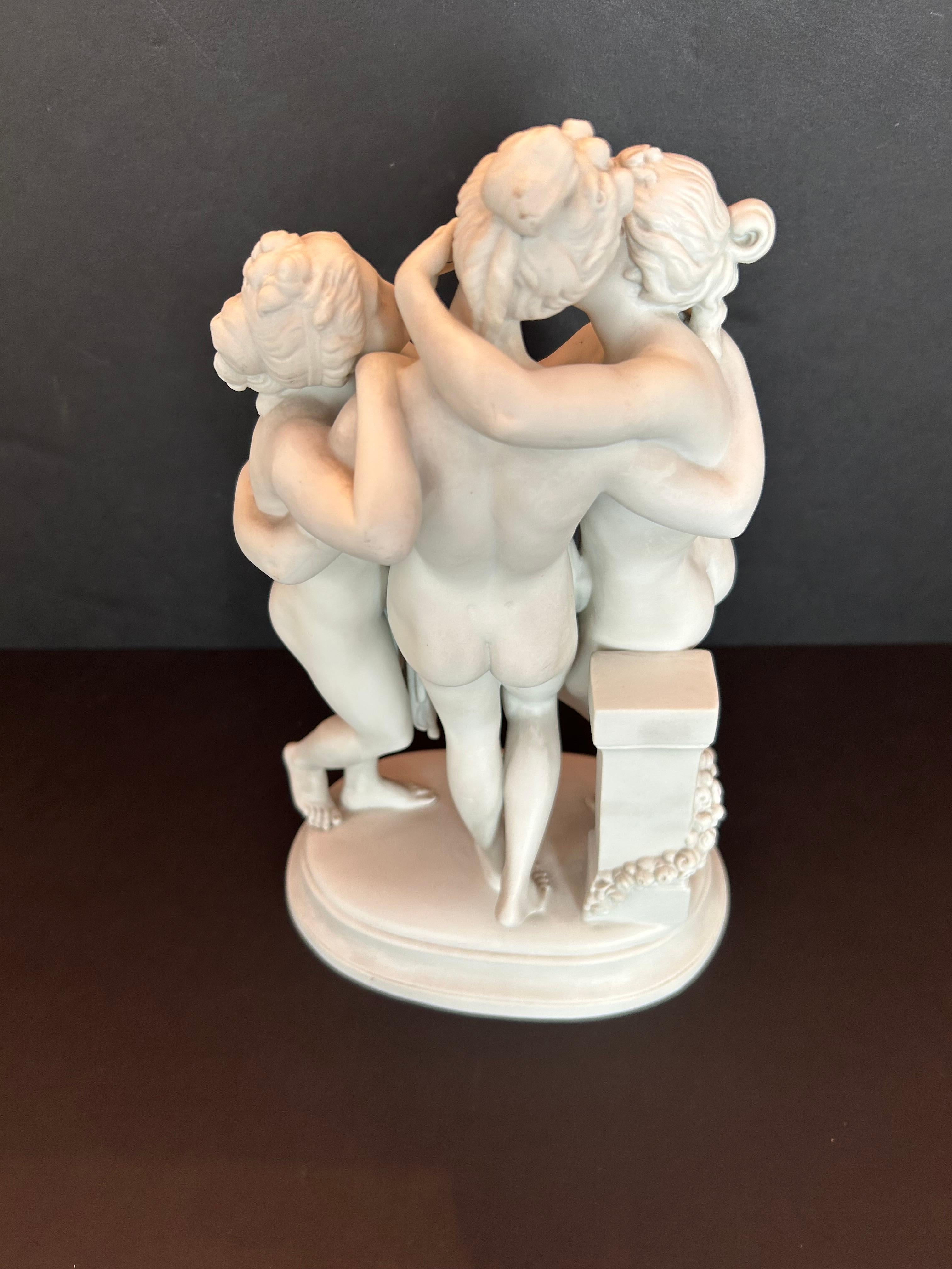 The Three Graces, After Canova, Bisque Porcelain, Early Twentieth Century For Sale 4
