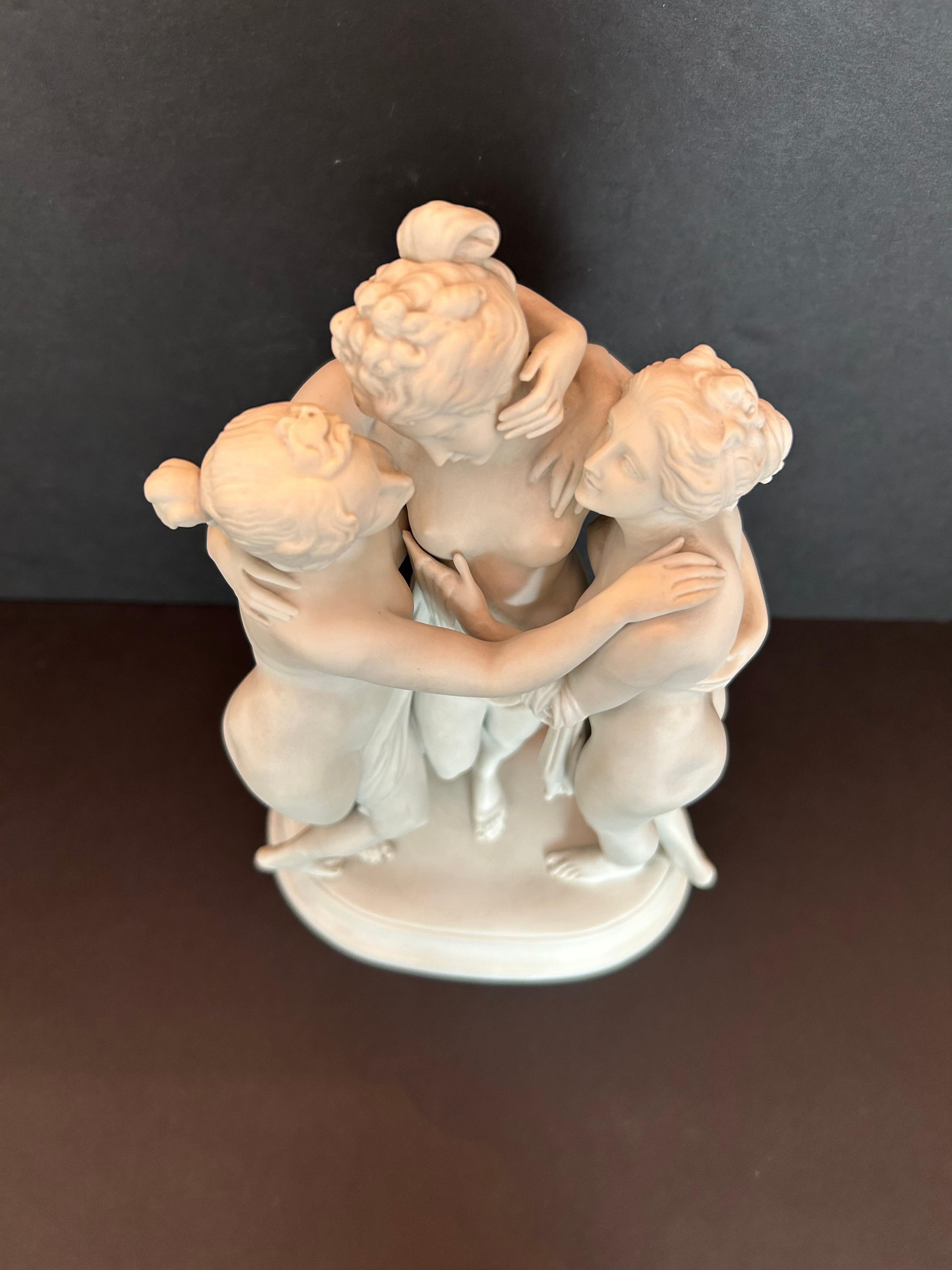 The Three Graces, After Canova, Bisque Porcelain, Early Twentieth Century For Sale 7