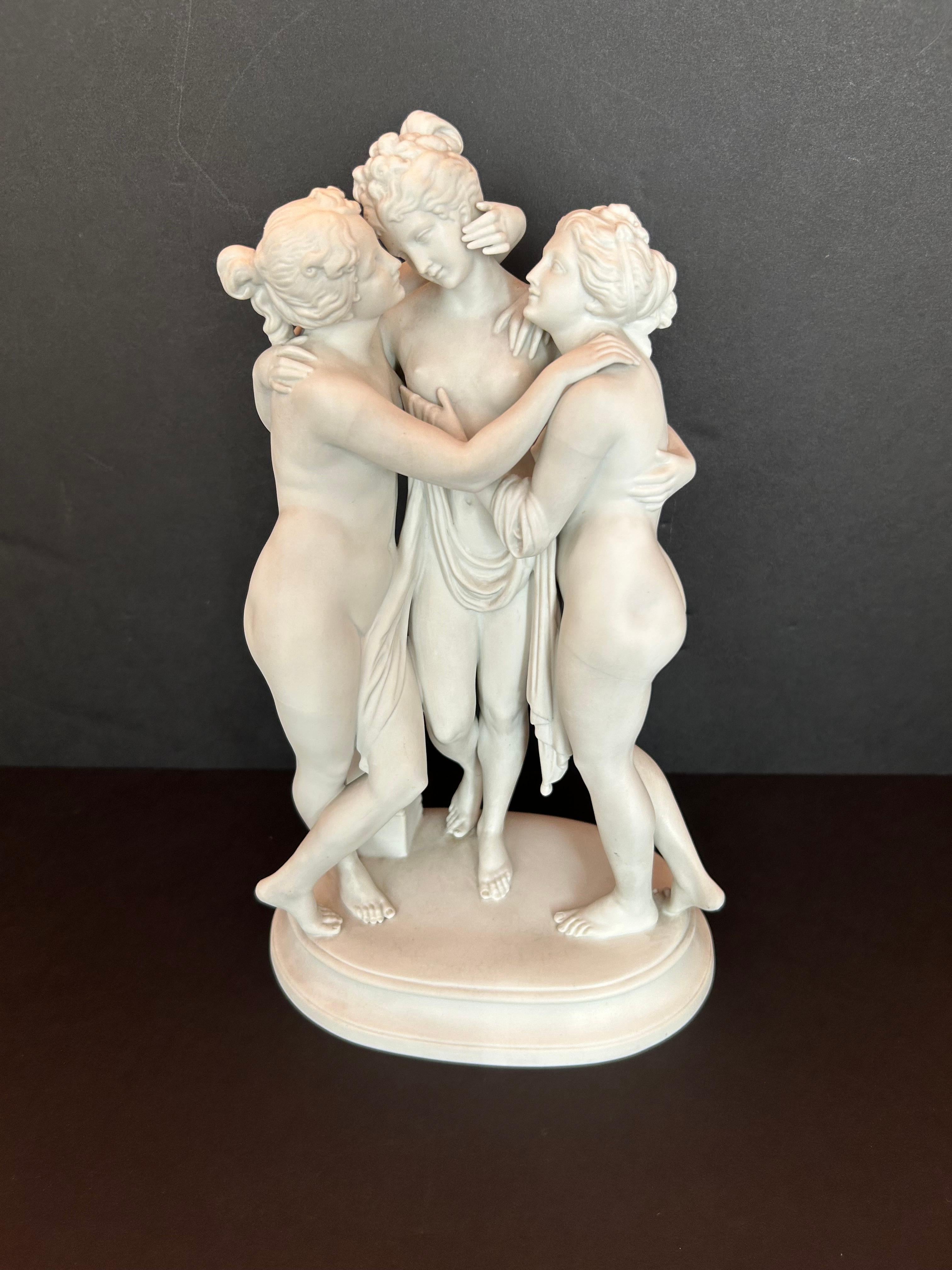 The Three Graces, After Canova, Bisque Porcelain, Early Twentieth Century For Sale 8