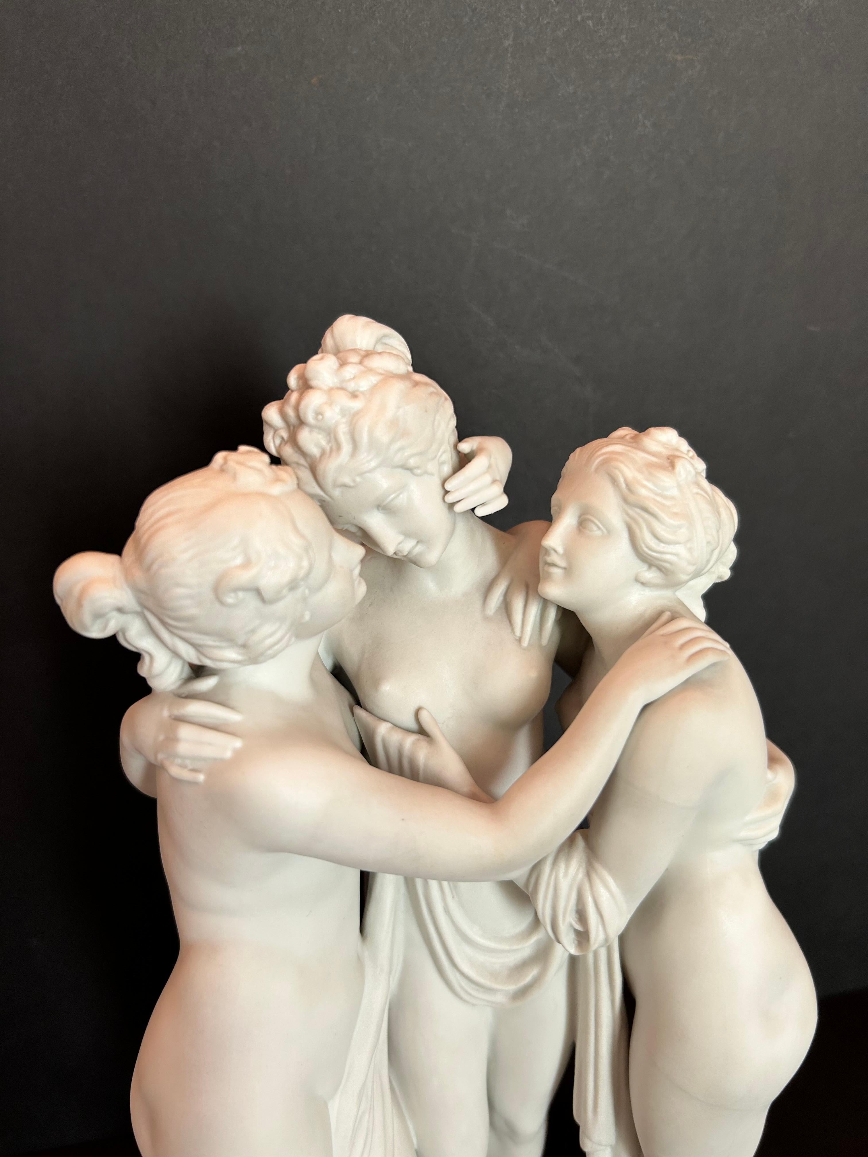 The Three Graces, After Canova, Bisque Porcelain, Early Twentieth Century For Sale 2